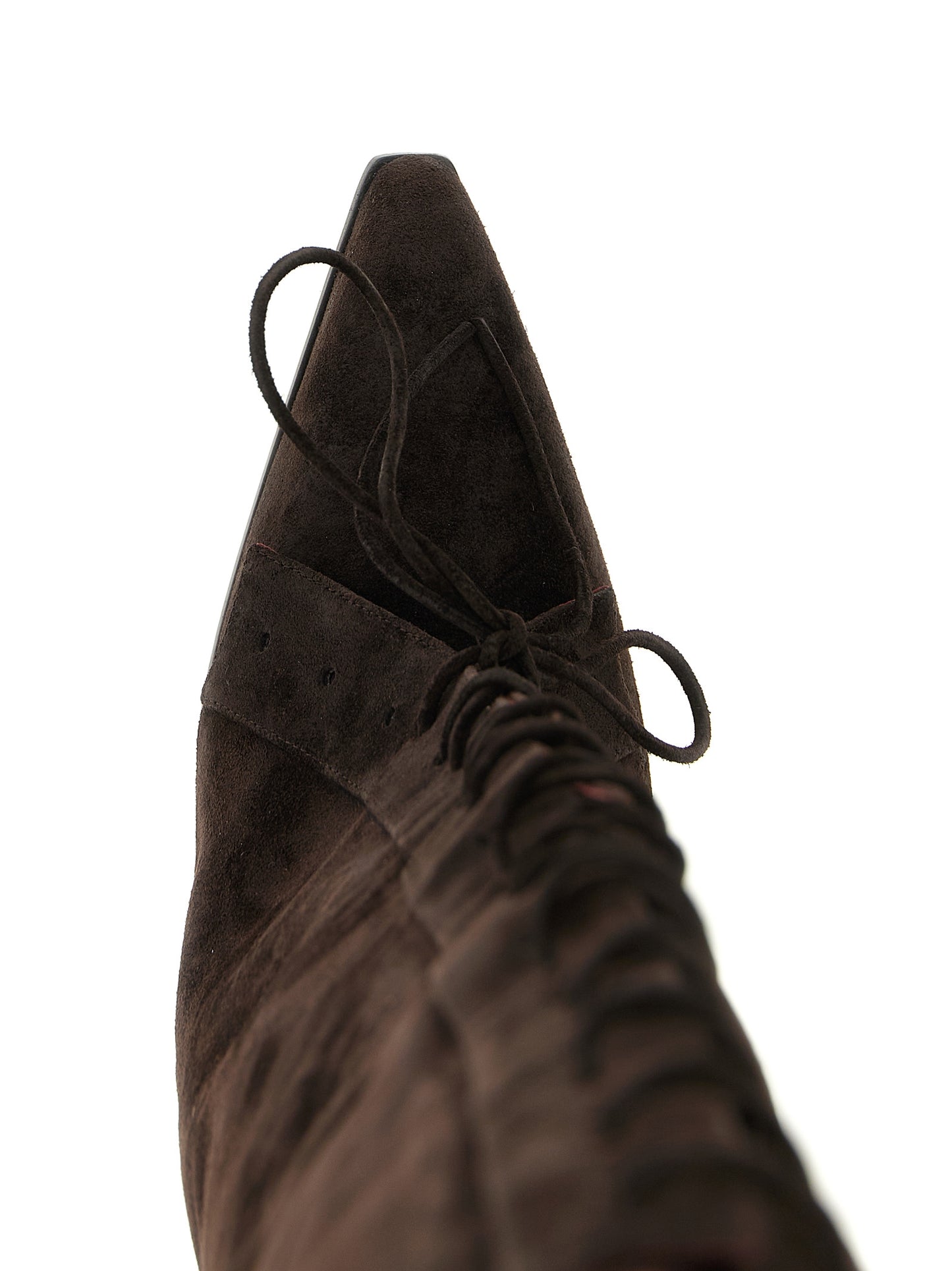 Lace-Up Over-The-Knee Boots by Paris Texas for women in calfskin leather brown features an high-performance silhouette, showcasing the sophisticated design of the Women's Calfskin Leather Lace-Up Over-The-Knee Boots with a and a refined .