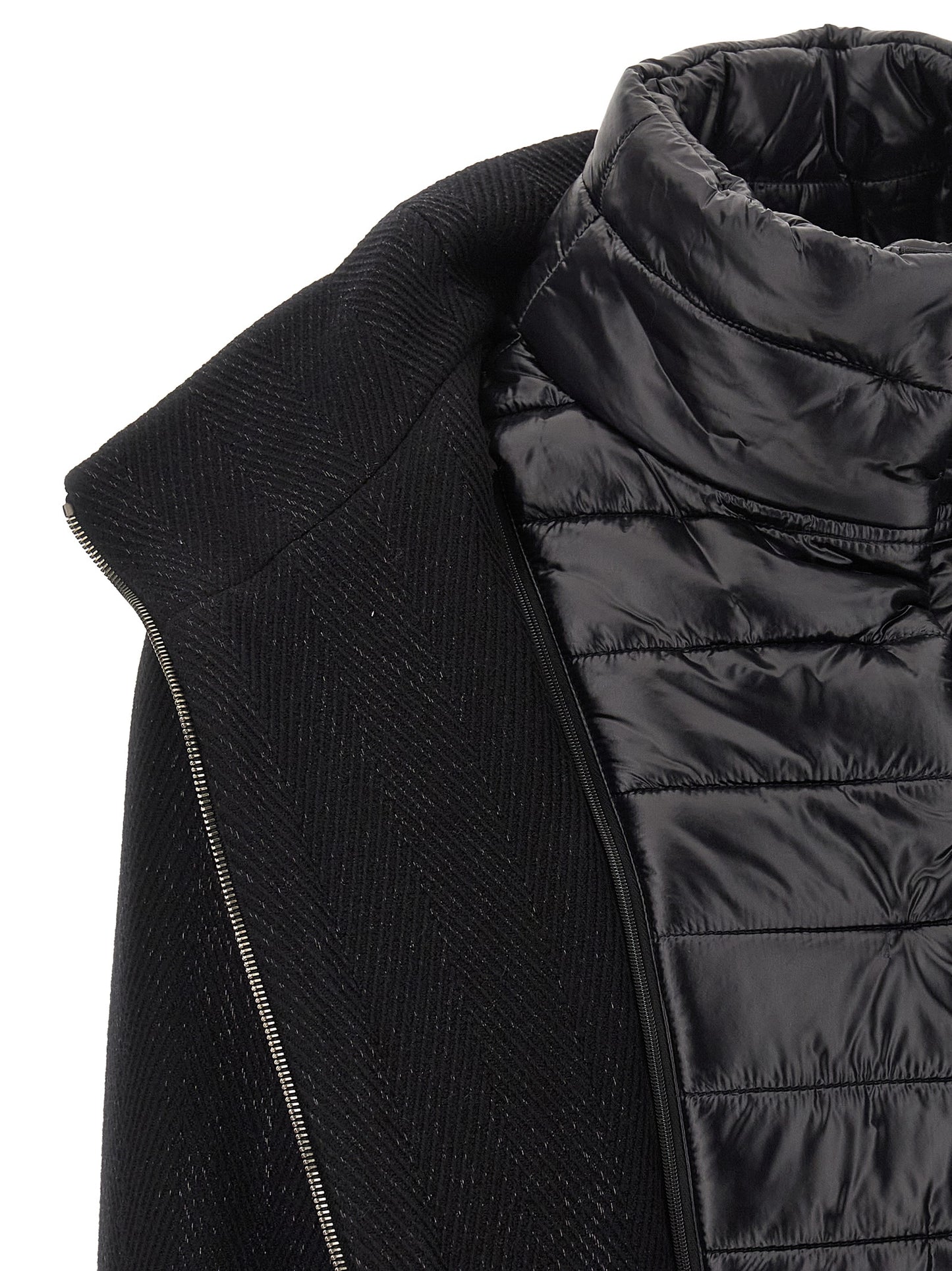 Overcoat by Herno for women in nylon polyester & goose-down black features an voluminous silhouette, showcasing distinct insulated and a voluminous for a truly voluminous aesthetic.