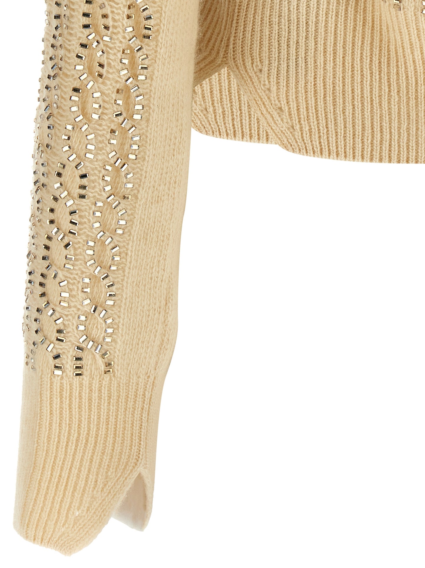 Cardigan by Ermanno Scervino for women in cashmere virgin wool beige & patterned features a nuanced silhouette with a refined and nuanced detailing for a sophisticated look.
