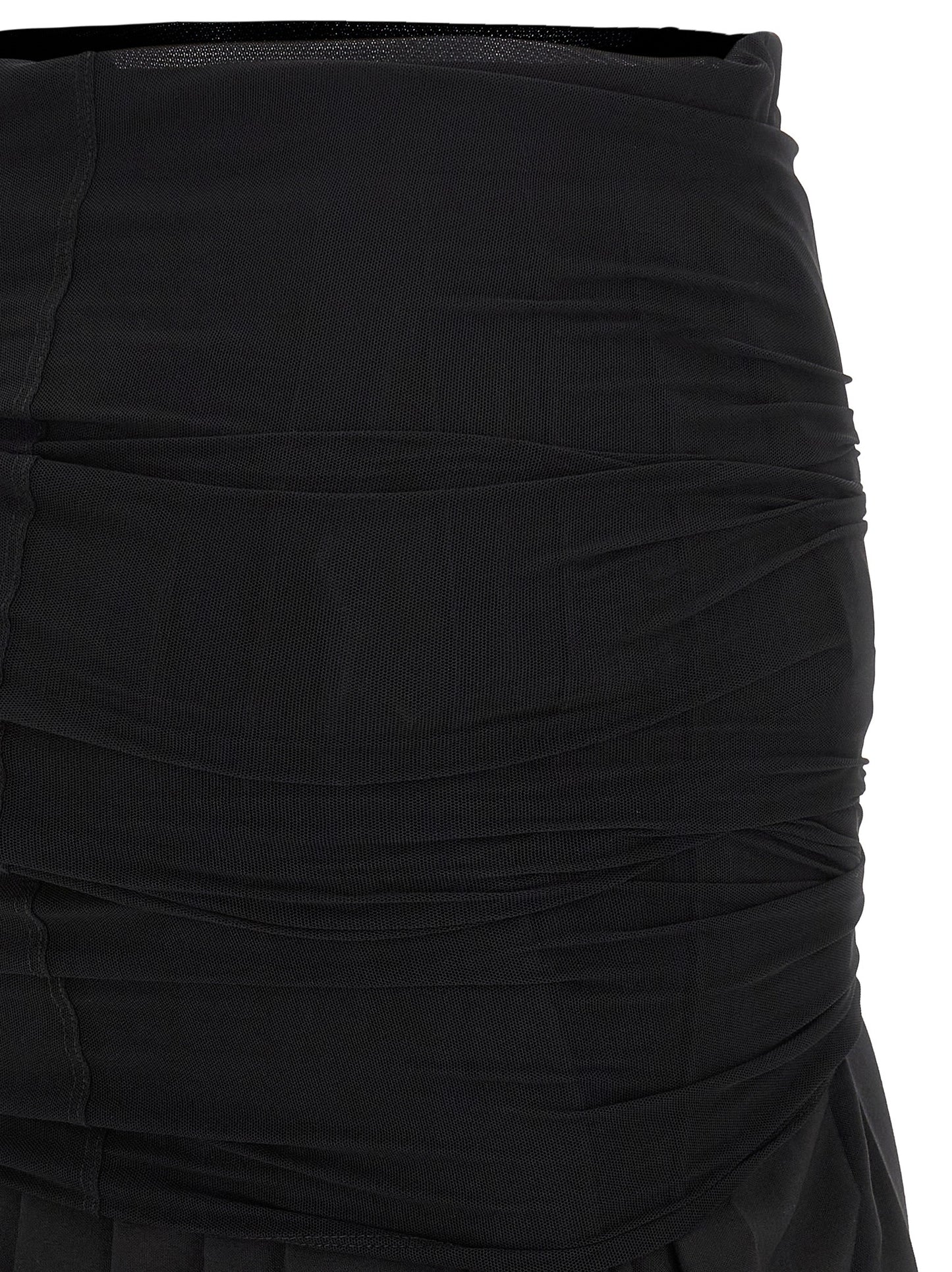 Skirt by MM6 Maison Margiela for women in wool & polyester black features an relaxed-yet-refined silhouette that elegantly showcases the Women's Pleated Flared Wool & Polyester Midi Skirt design and sophisticated midi.