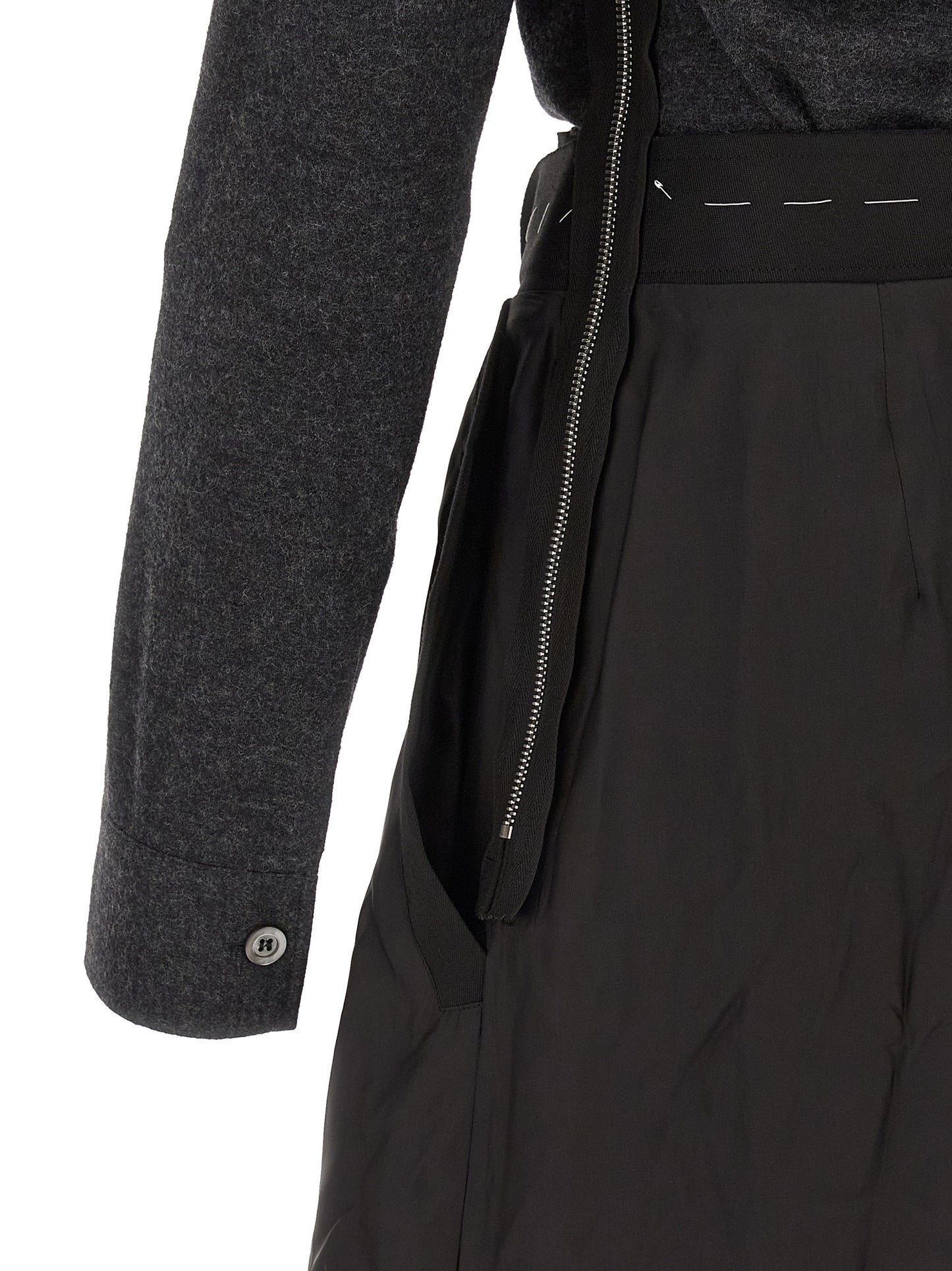 Dress by Maison Margiela for women in cupro & virgin wool gray features an cute silhouette, detailed with a and that elegantly flows into a cute midi.