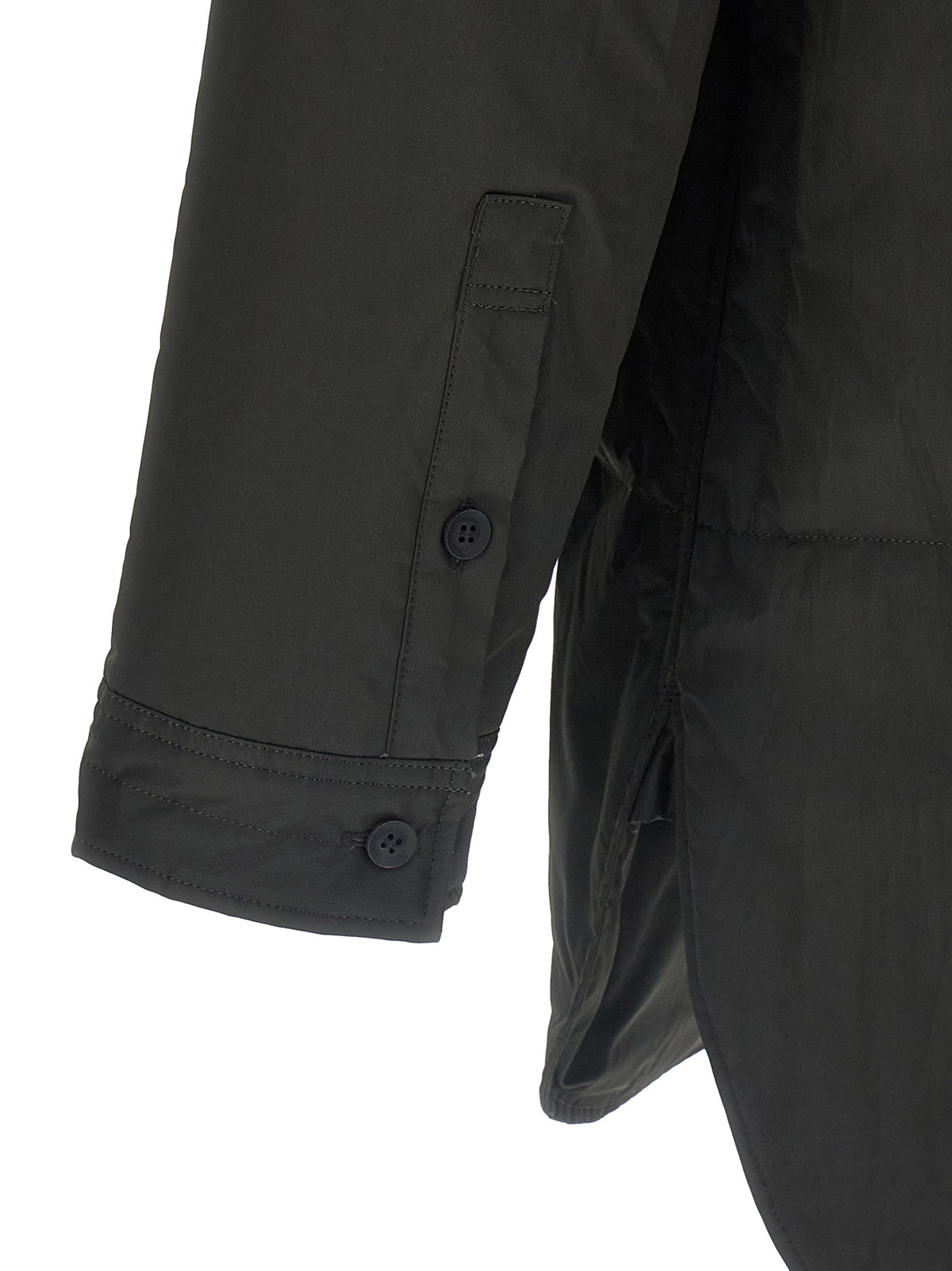 Yohji Yamamoto Men's Long-Sleeve Polyester Overshirt - Black Print