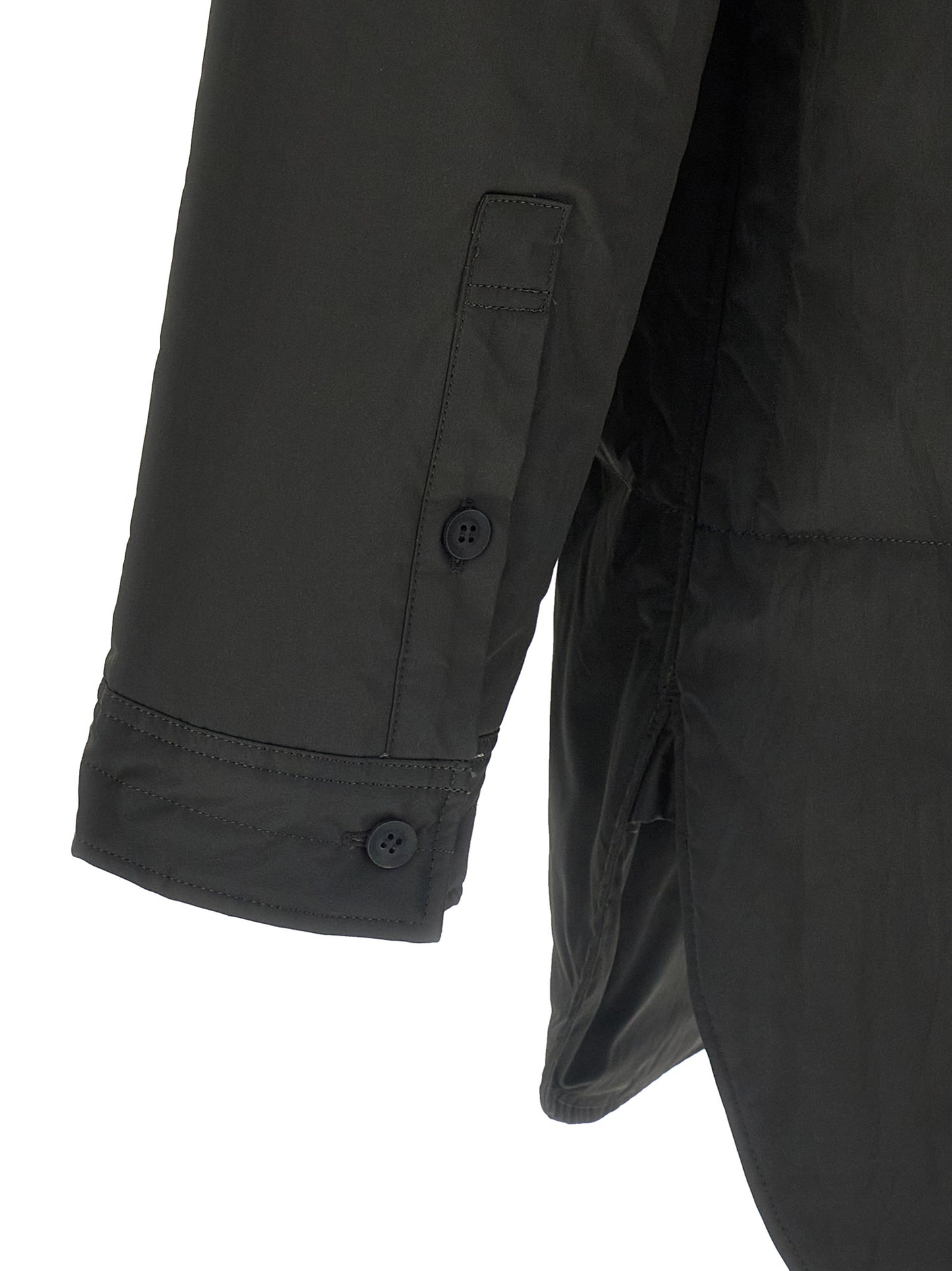 Overshirt by Yohji Yamamoto for men in polyester black & print features an polished silhouette, showcasing a sophisticated and detail for a truly polished finish.