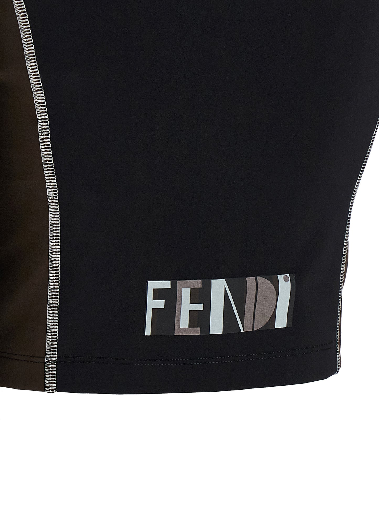 Activewear T-Shirt by Fendi for women in stretch polyamide black & print features a sporty silhouette with and , showcasing innovative for a sporty finish.