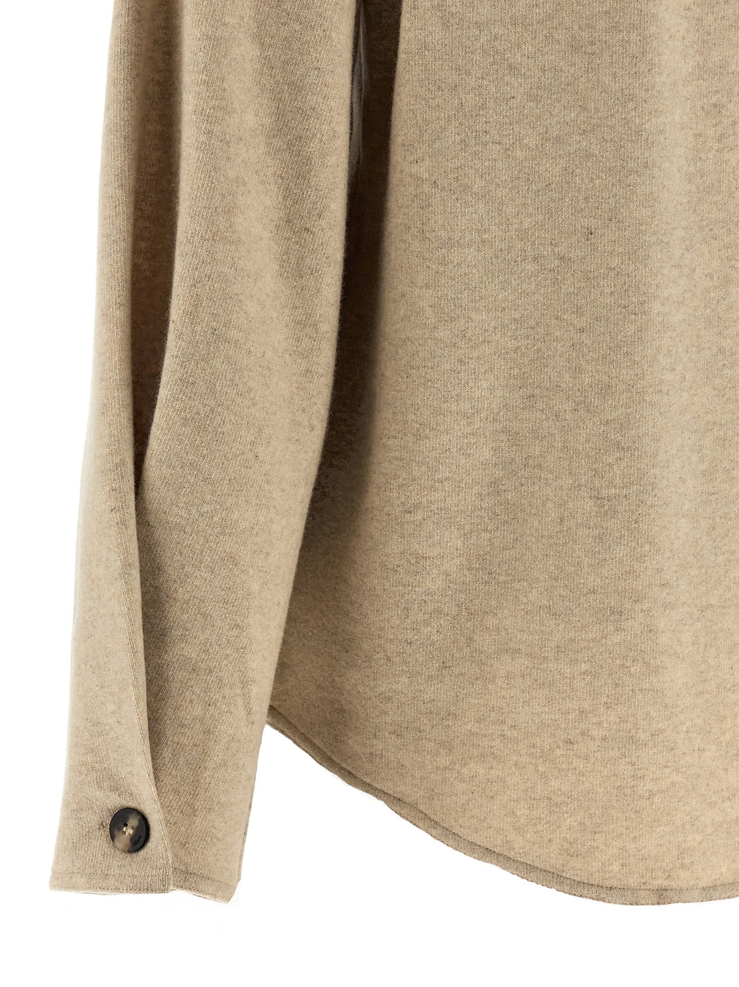 Top by Max Mara for women in cashmere flannel beige features an plush silhouette, artfully detailed with a plush and plush for a truly plush look.
