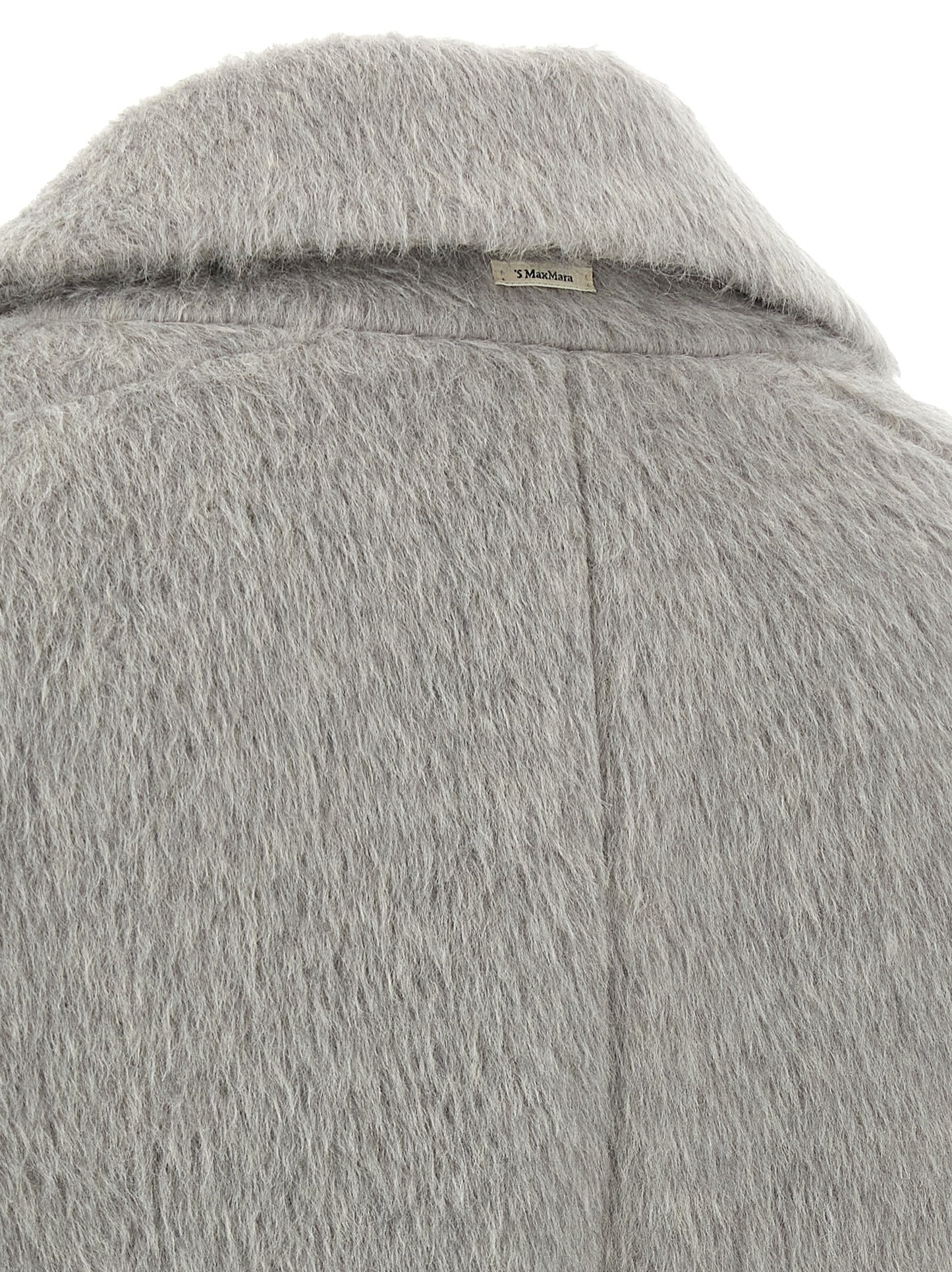S Max Mara Gray Alpaca Leather Coat