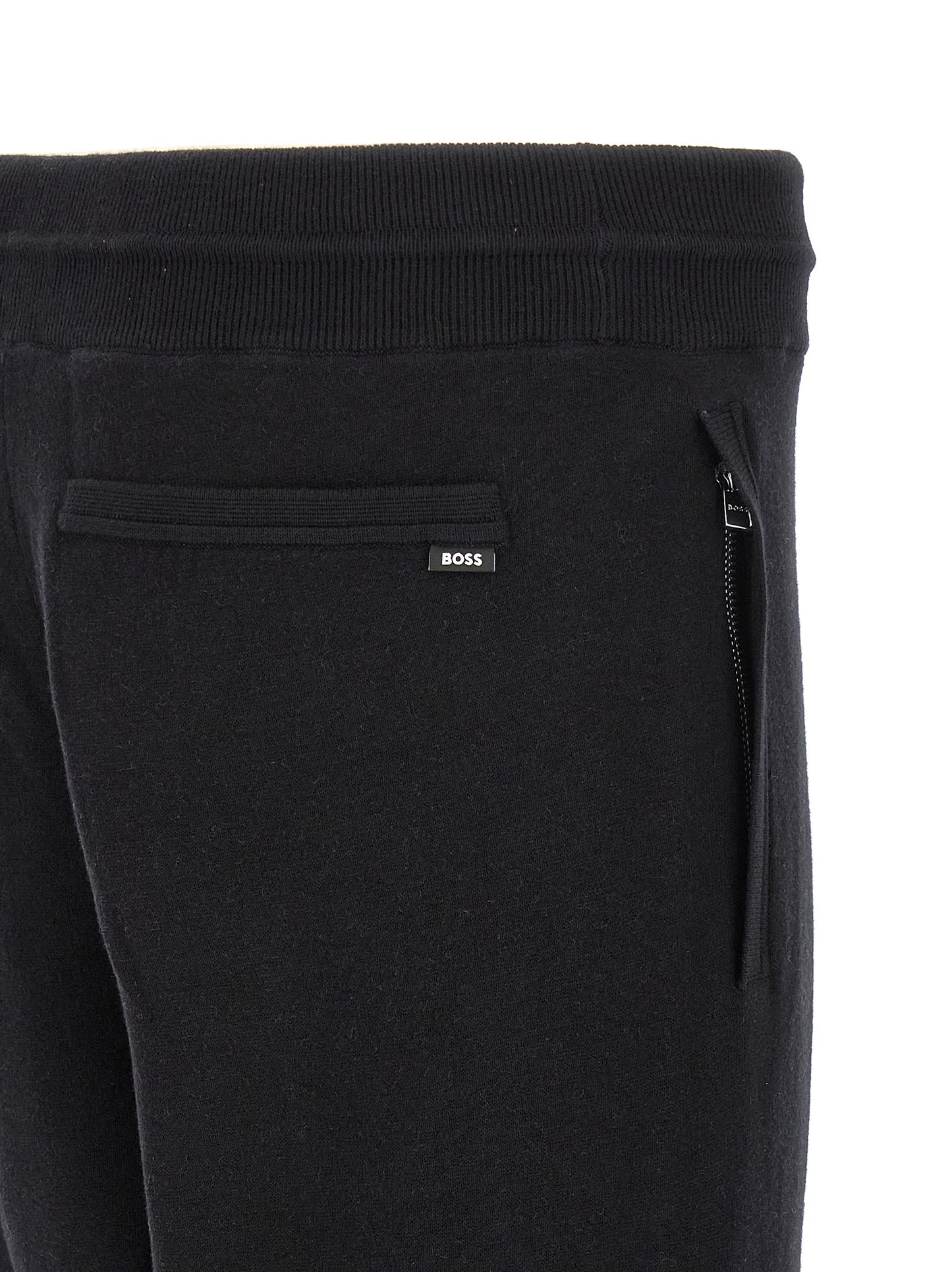 Joggers by Hugo Boss for men in plush virgin wool & cotton black features an sophisticated and with a precise long, creating a sophisticated and sophisticated silhouette.