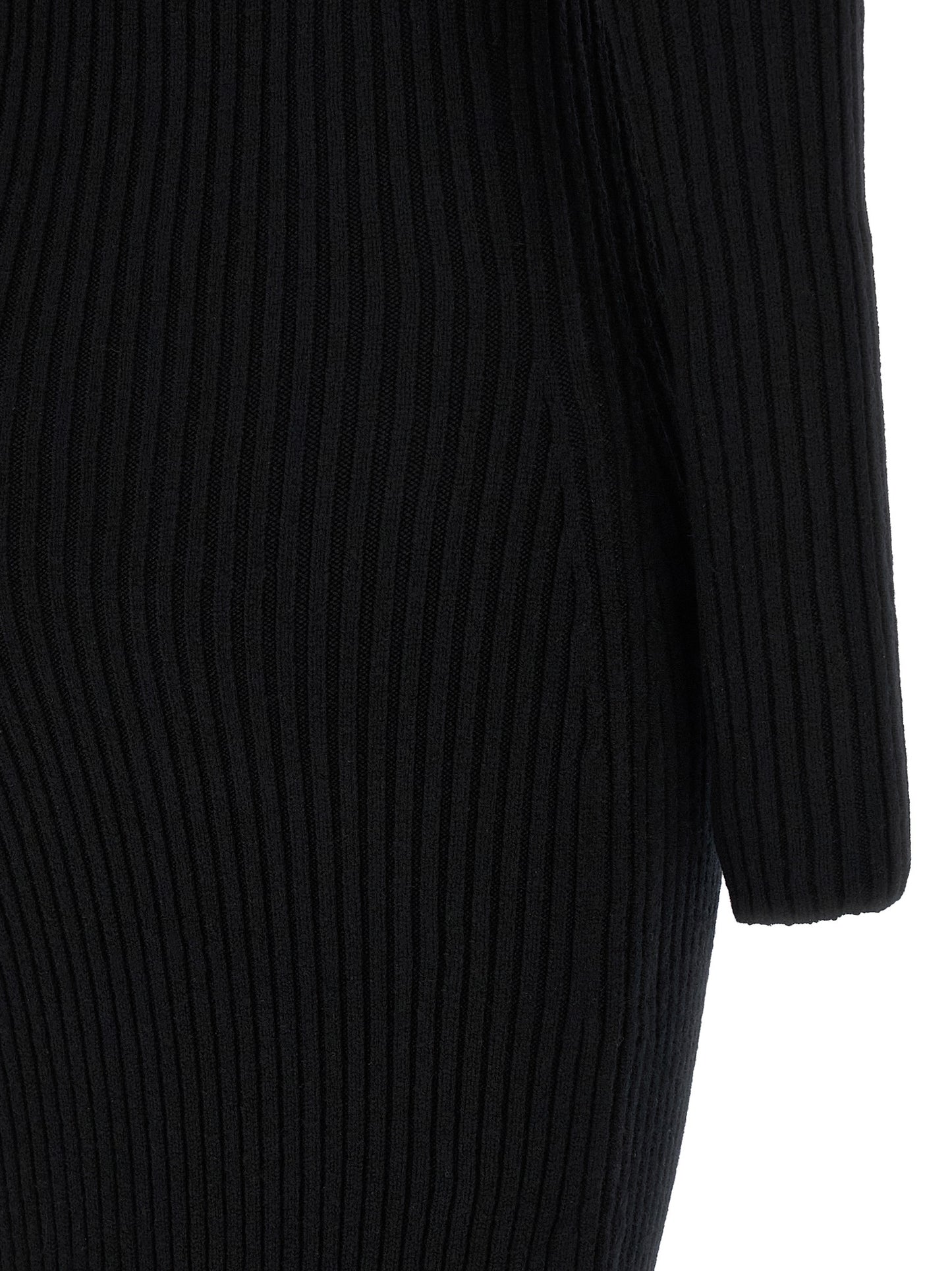 Dress by Max Mara for women in cashmere wool & nylon black showcases a striking silhouette, elegantly detailed with a , refined , and a striking long for a striking finish.