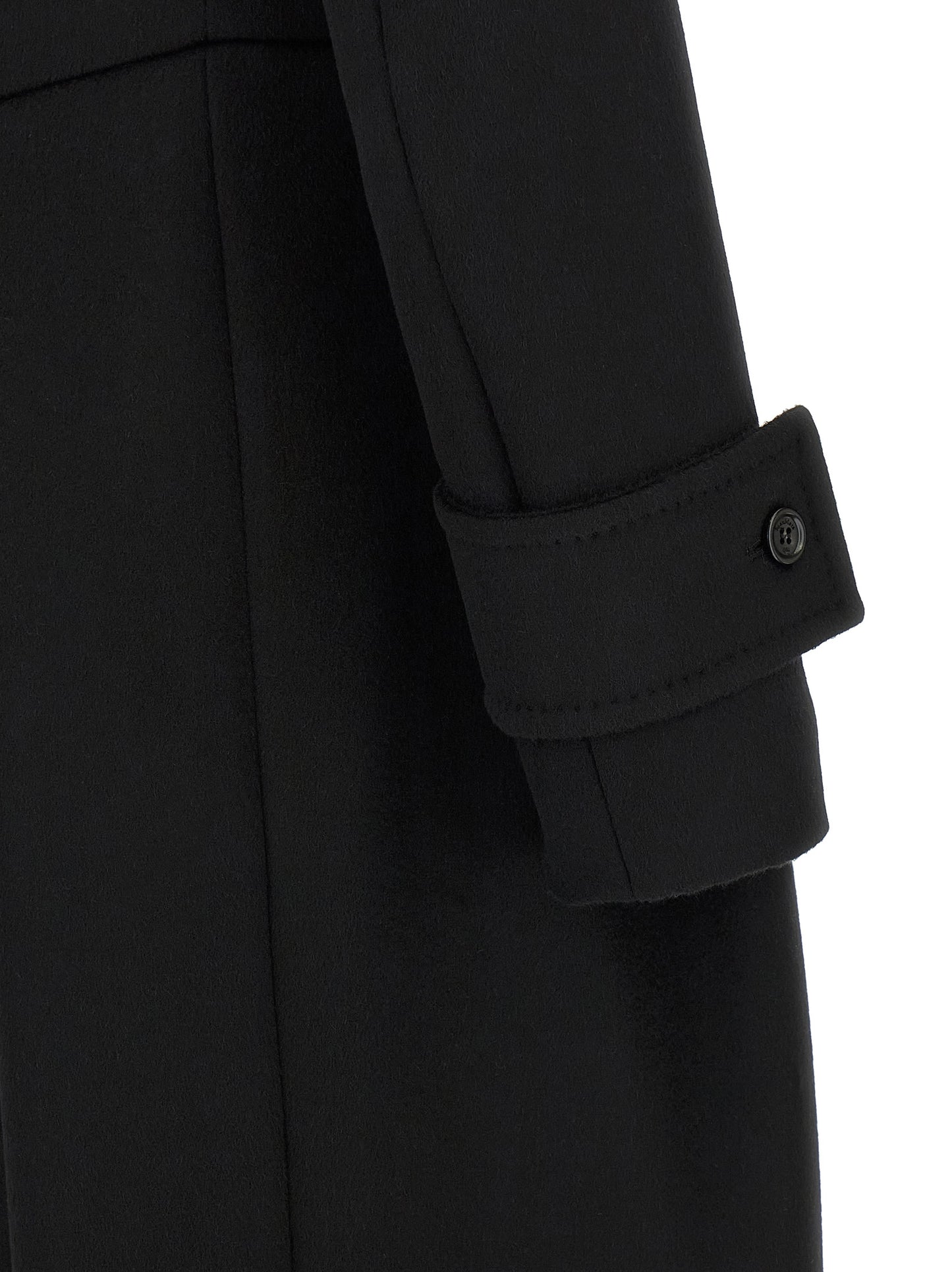 Overcoat by Max Mara for women in wool black & camel features an satoral silhouette, showcasing a sophisticated and satoral for a premium, timeless look.