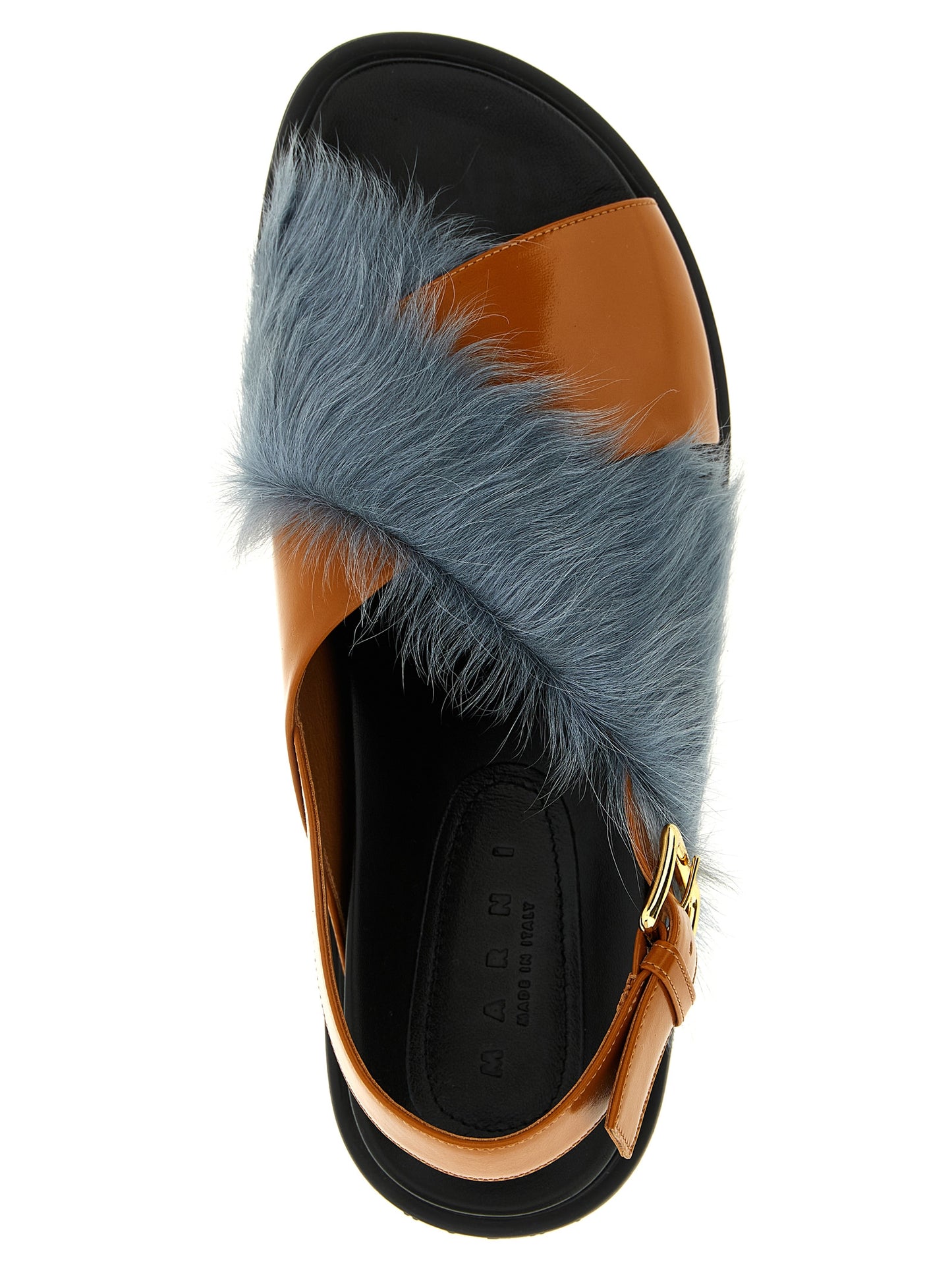 Flat Sandals by Marni for women in plush lamb leather multicolor features an effortlessly chic silhouette from the Women's Plush Lamb Leather Flat Sandals collection, showcasing a effortlessly chic flat and elegant .