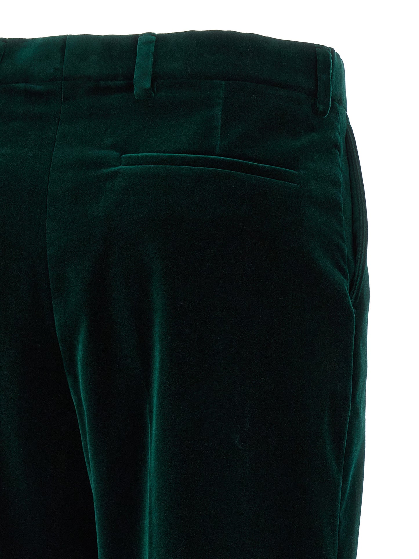 Trousers by Gucci for women in velvet cotton bicolour & green presents a smart silhouette, meticulously detailed with a smart straight-leg & flared, a smart long, and a smart .