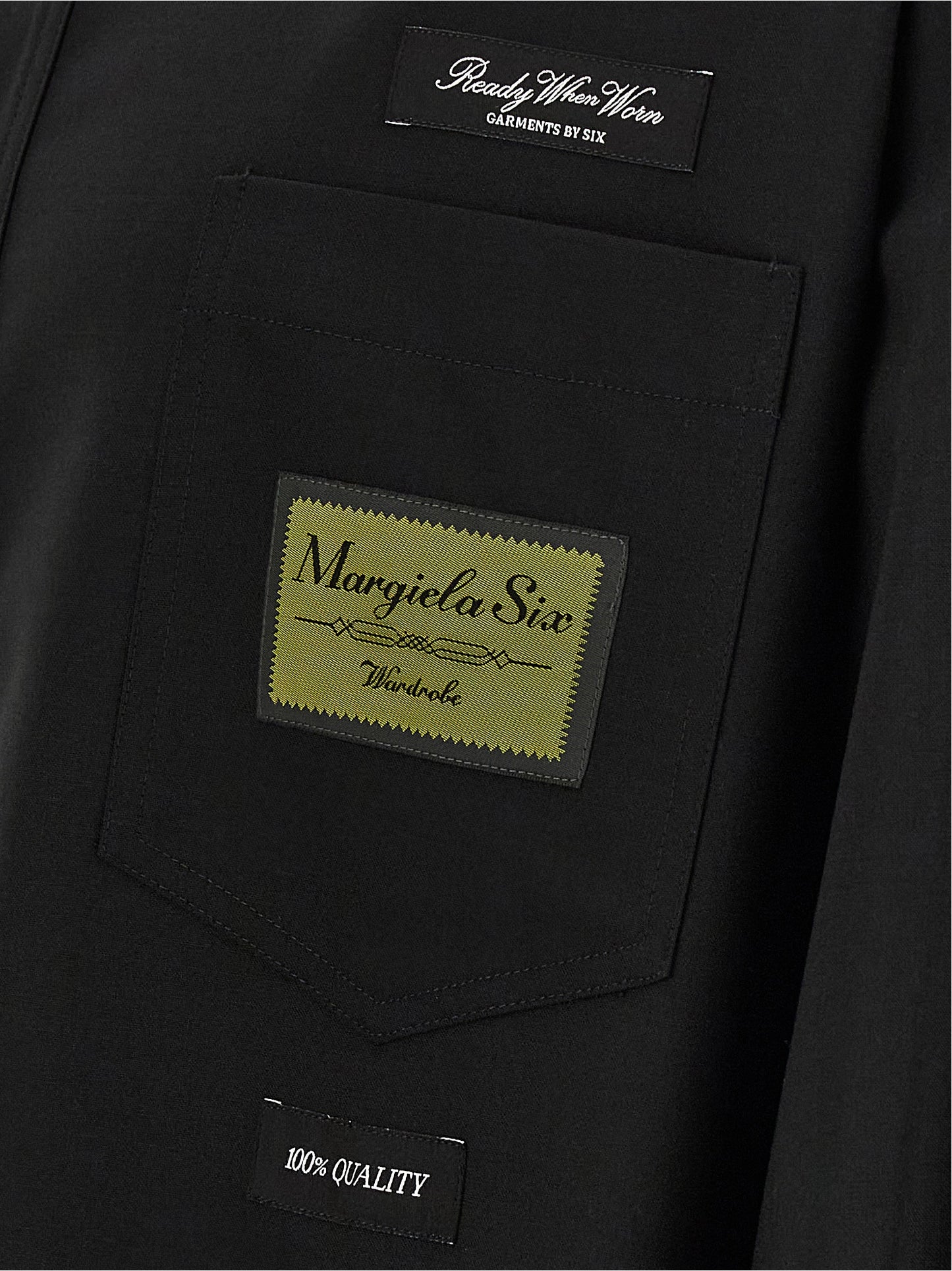Shirt by MM6 Maison Margiela for men in polyester & wool black, white, jacquard & signature showcases a sublime silhouette, artfully detailed with a sublime and for a sophisticated, sublime finish.
