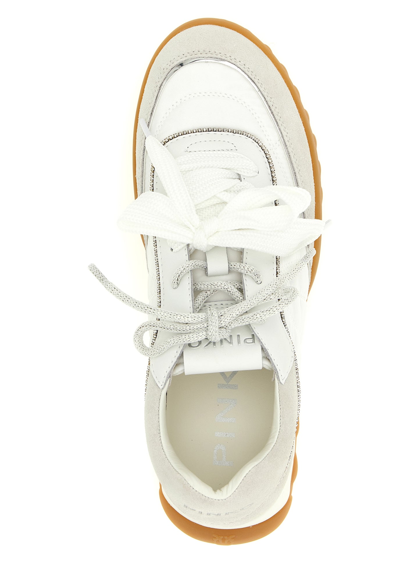 Athletic Sneakers by PINKO for women in suede calfskin leather & polyester white features an timeless silhouette from the Aren Women's Athletic Suede Calfskin Leather & Polyester Sneakers collection, showcasing a timeless athletic style for a timeless look.