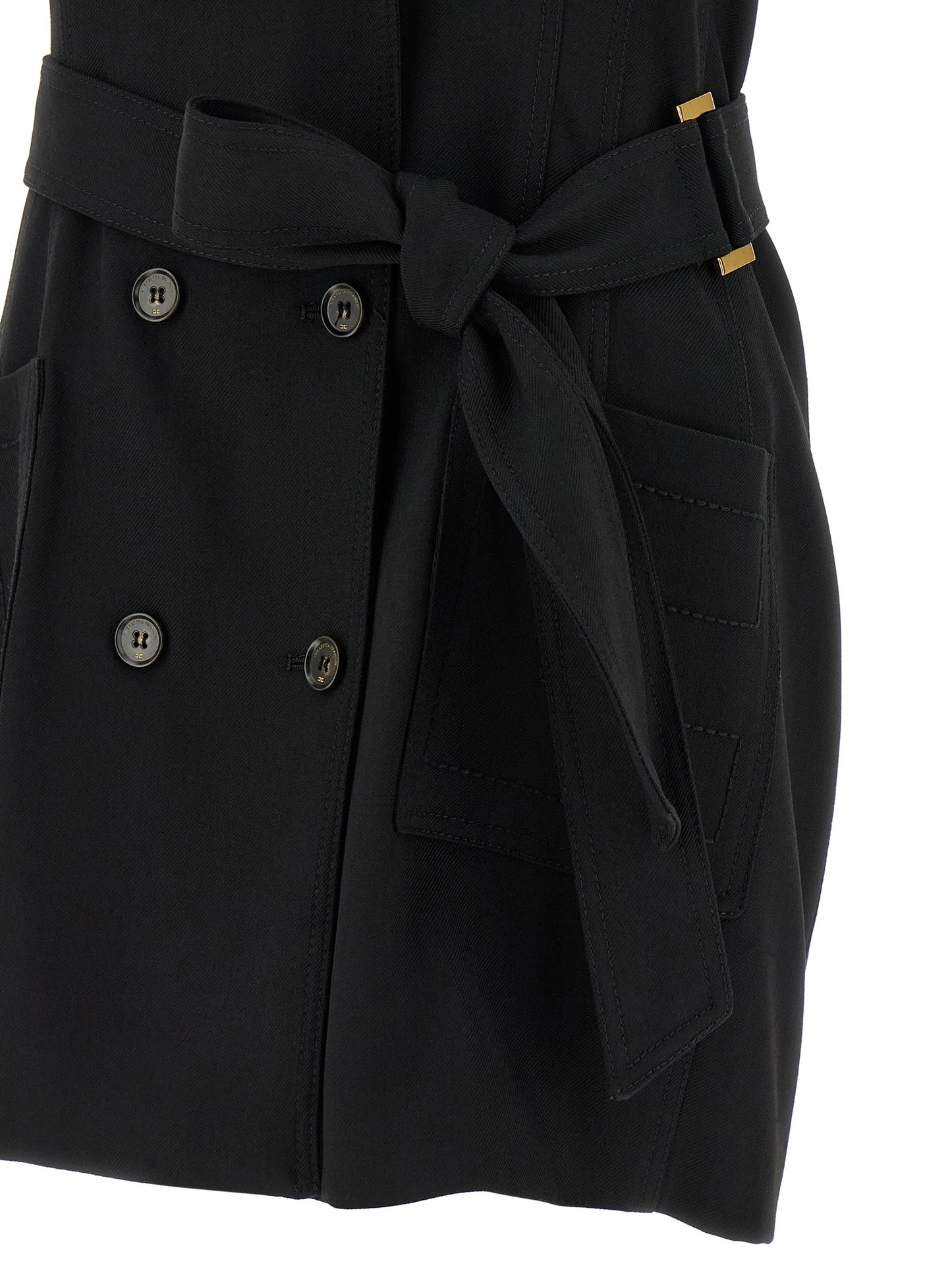 Dress by Elisabetta Franchi for women in stretch viscose black presents a sinuous silhouette, showcasing a sophisticated and detailed with a sinuous short mini for a refined finish.