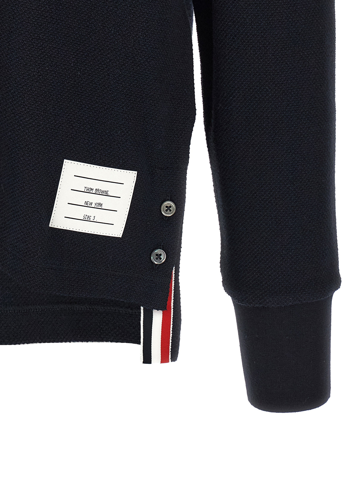 Thom Browne Ribbon Men's Long-Sleeve Cotton Polo Shirt - Blue Signature