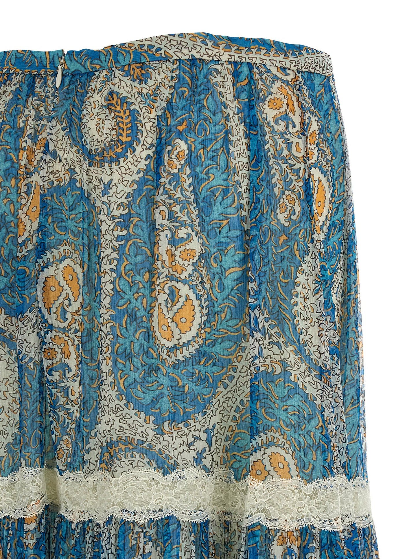 Skirt by Etro for women in silk light-blue features an tailored silhouette, artfully capturing the essence of Women's Silk Mini Skirt in a sophisticated mini.