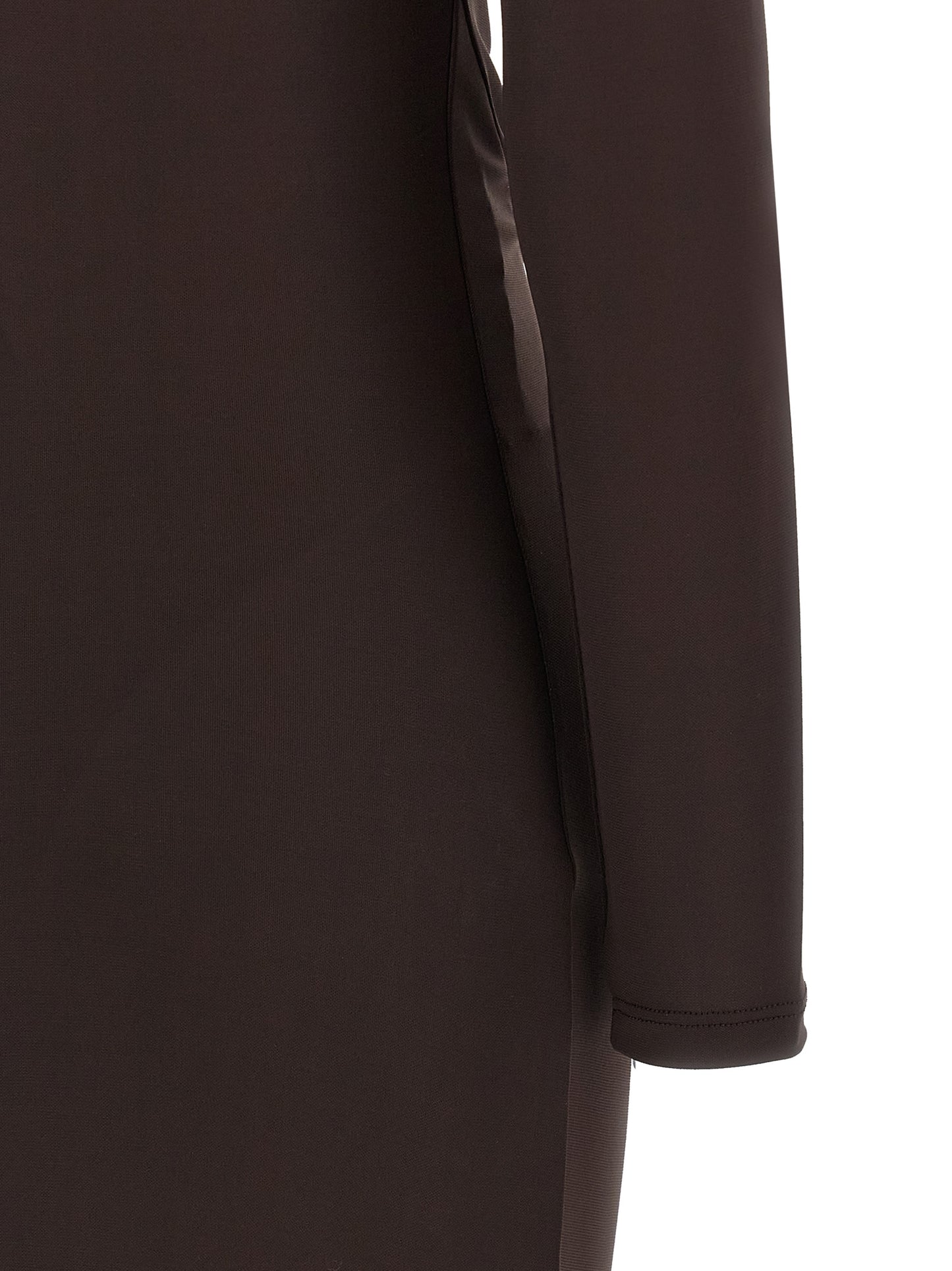 Dress by Elisabetta Franchi for women in viscose crepe brown & red showcases a striking silhouette, elegantly detailed with a , refined , and a striking long for a striking finish.