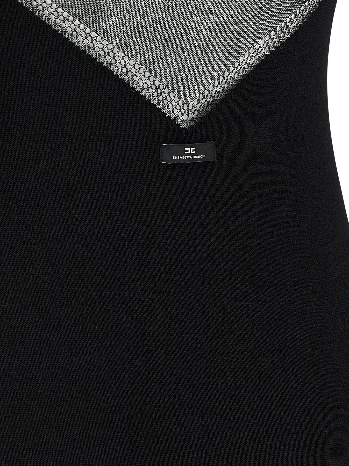 Dress by Elisabetta Franchi for women in polyamide viscose & cotton black features a dramatic silhouette, showcasing an elegant and that flows into a dramatic short mini.