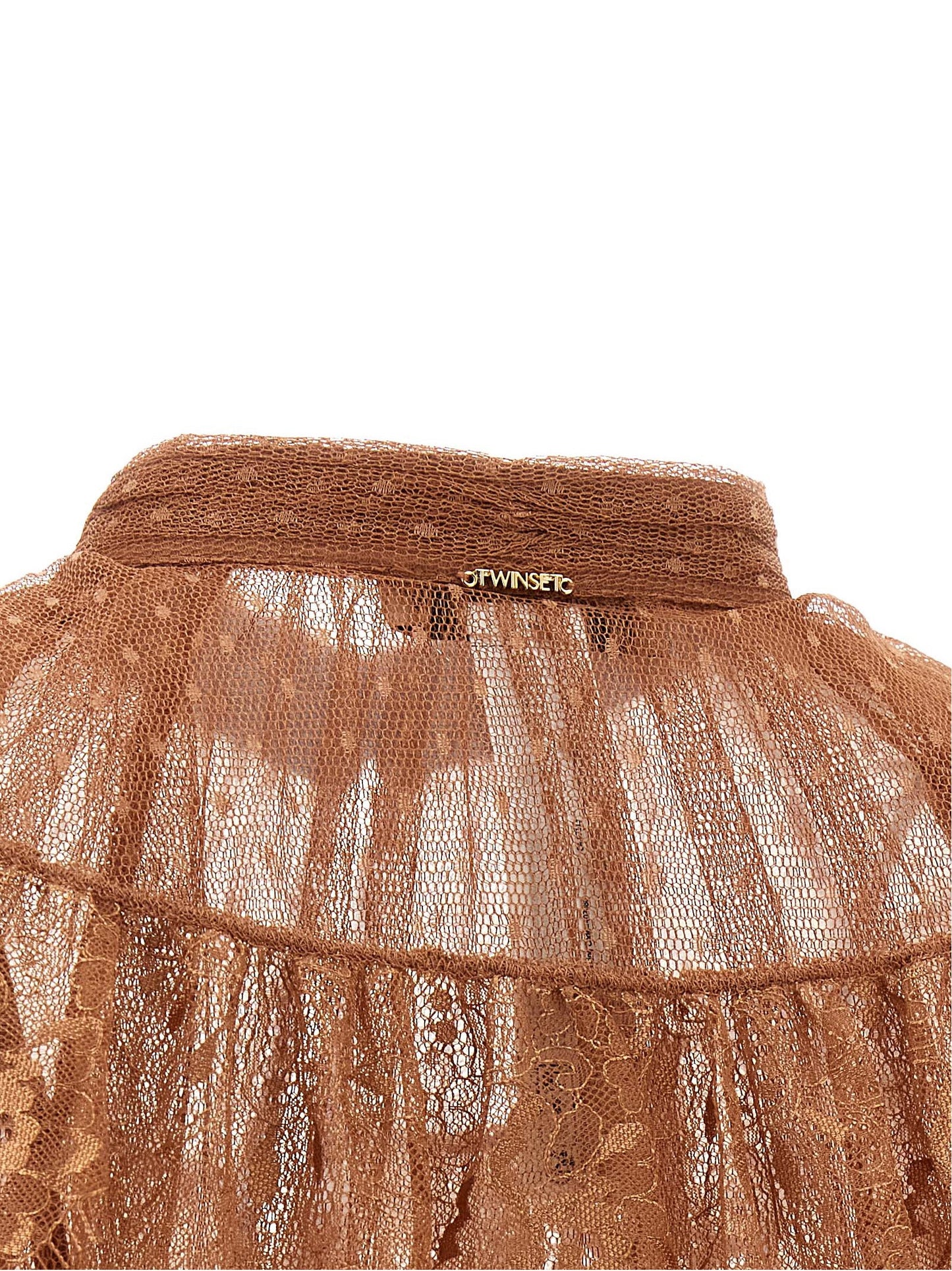 Blouse by Twinset for women in polyester brown & transparent showcases a sharp silhouette, elegantly detailed with a sharp and sharp .