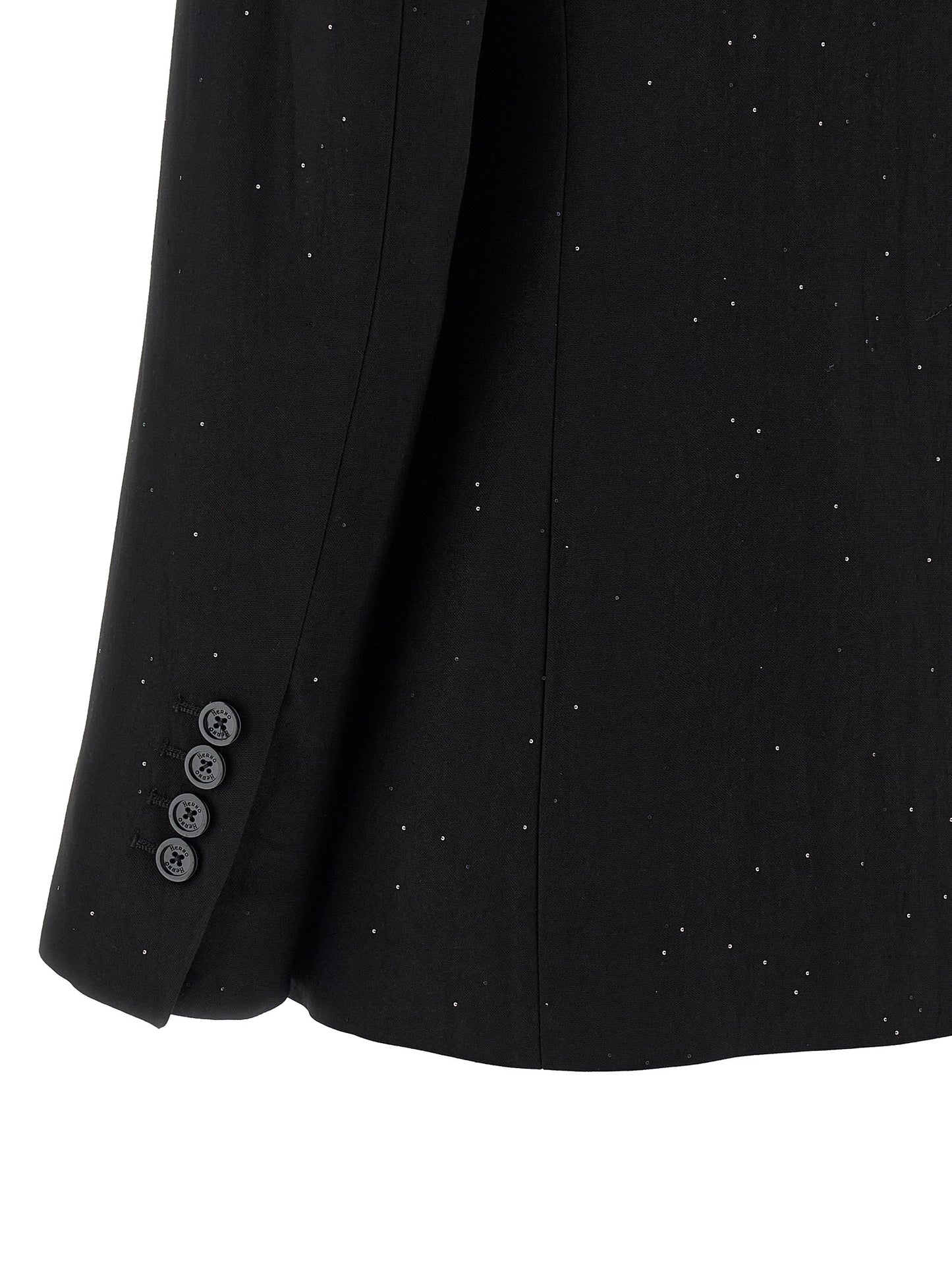 Blazer by Herno for women in polyamide linen viscose & sequins black showcases a discerning silhouette, elegantly detailed with a sophisticated and premium for a truly discerning finish.