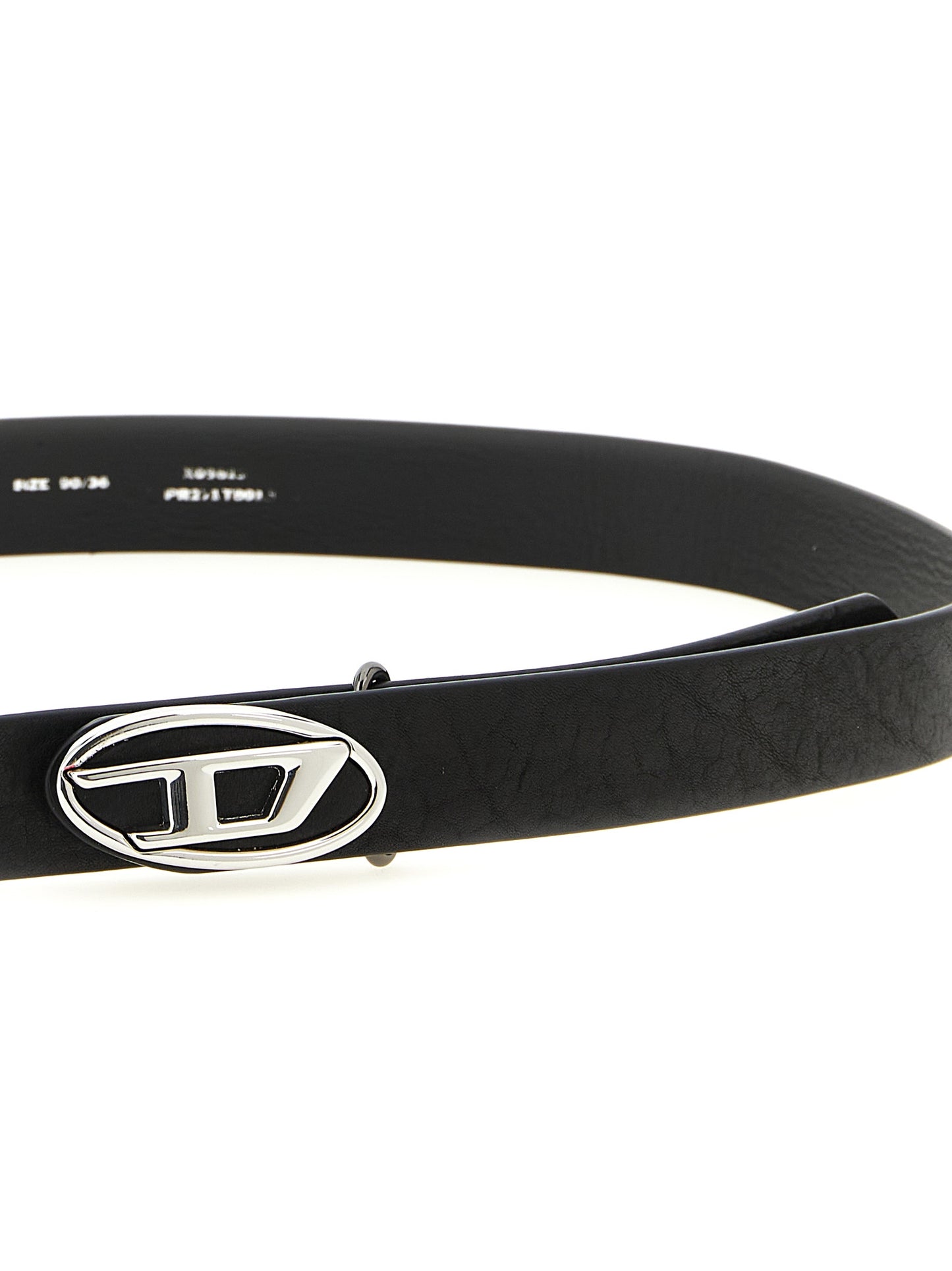 Belt by Diesel for men in polyethylene polyurethane leather black features an artisanal silhouette, showcasing the artisanal craftsmanship of the 1 Dr Polyethylene Polyurethane Leather Belt collection for a artisanal finish.
