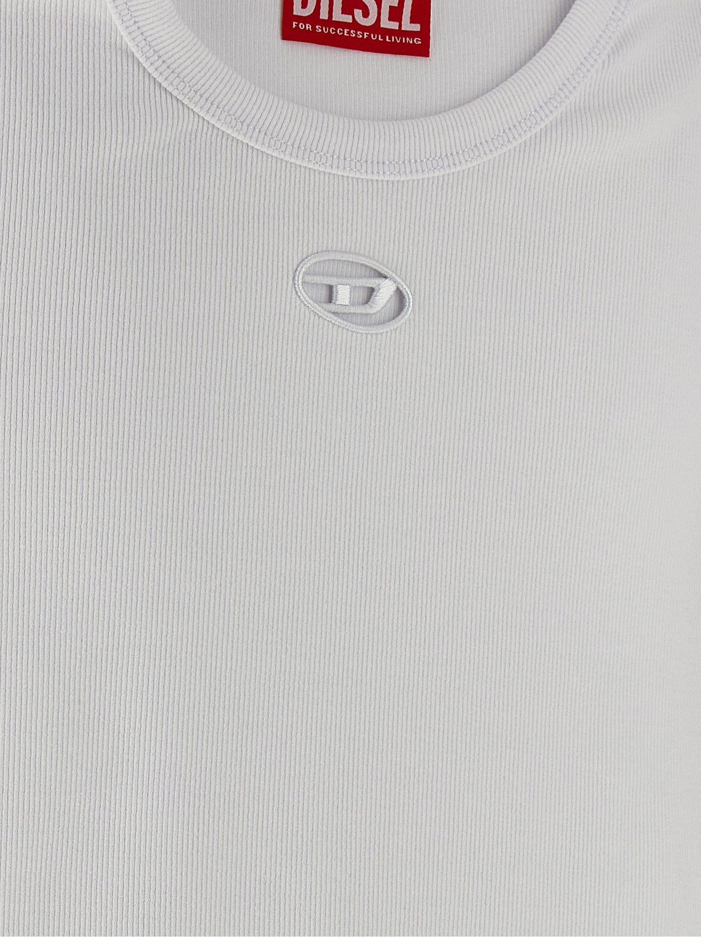 Activewear T-Shirt by Diesel for women in stretch cotton white features a dynamic silhouette with and enhanced by functional .