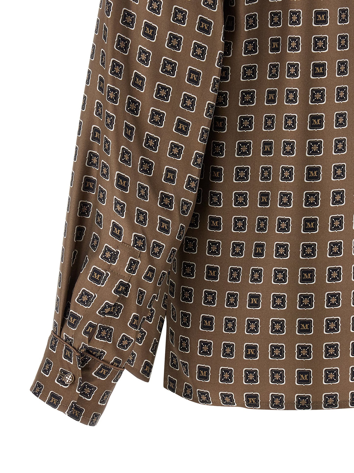 Blouse by Max Mara for women in silk twill brown & print presents a discerning silhouette, showcasing a sophisticated and for a truly discerning finish.