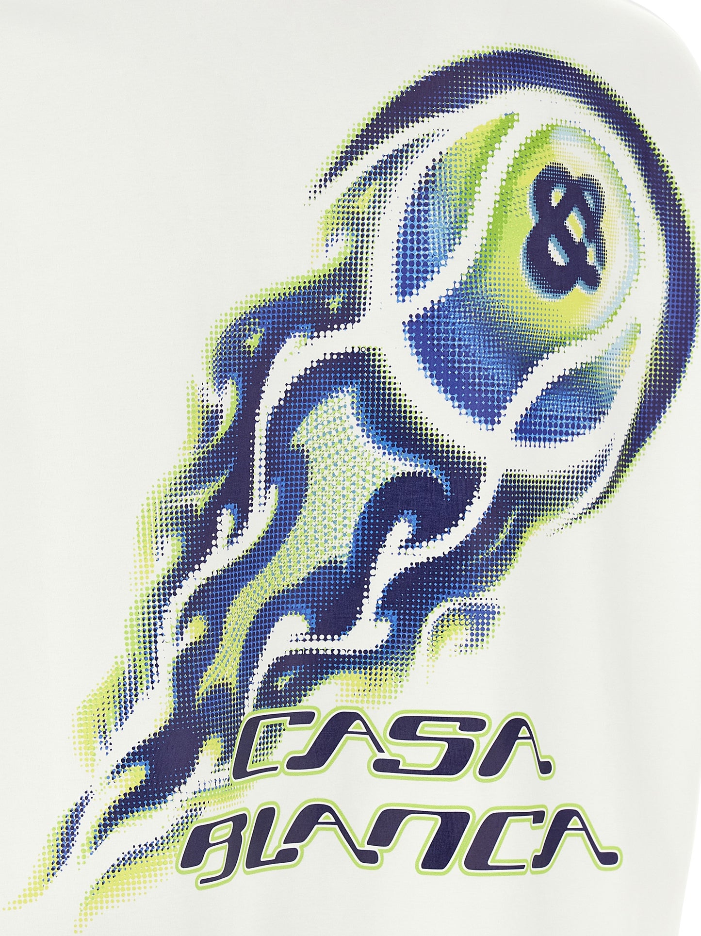T-Shirt by Casablanca for men in stretch organic cotton white & print showcases a fashionable silhouette, elegantly detailed with a fashionable and crew neckline for a sophisticated, high-fashion look.