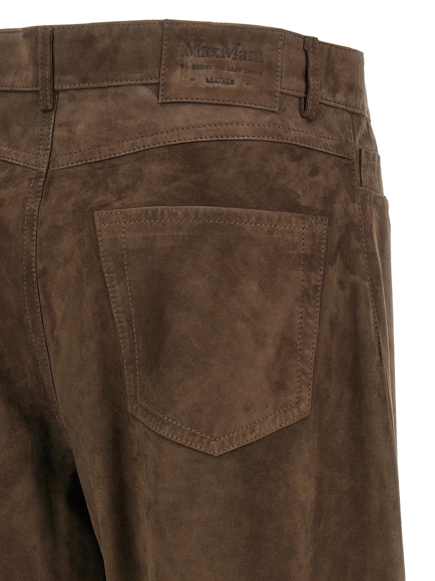 Casual Pants by S Max Mara for women in suede lamb leather brown features a refined silhouette with a refined straight-leg & wide, defined by a mid rise and a refined long for a refined finish.