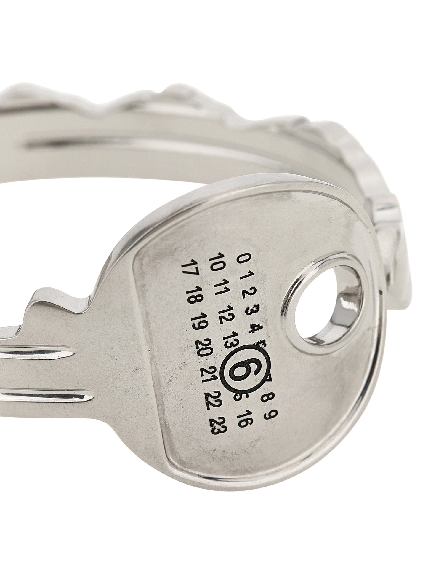 Bracelet by MM6 Maison Margiela for women in virgin wool and silver & signature showcases a refined silhouette, artfully capturing the essence of Women's Bangle Silver Brass Bracelet with its refined bangle bracelet design.