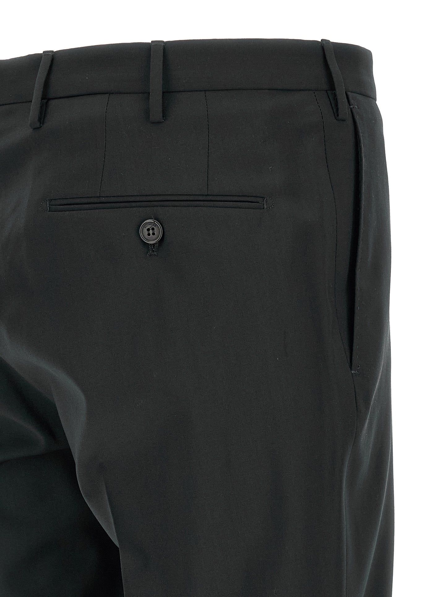 Trousers by Incotex for men in virgin wool black features an sartorial silhouette, showcasing a precise and long with a sartorial for a refined look.