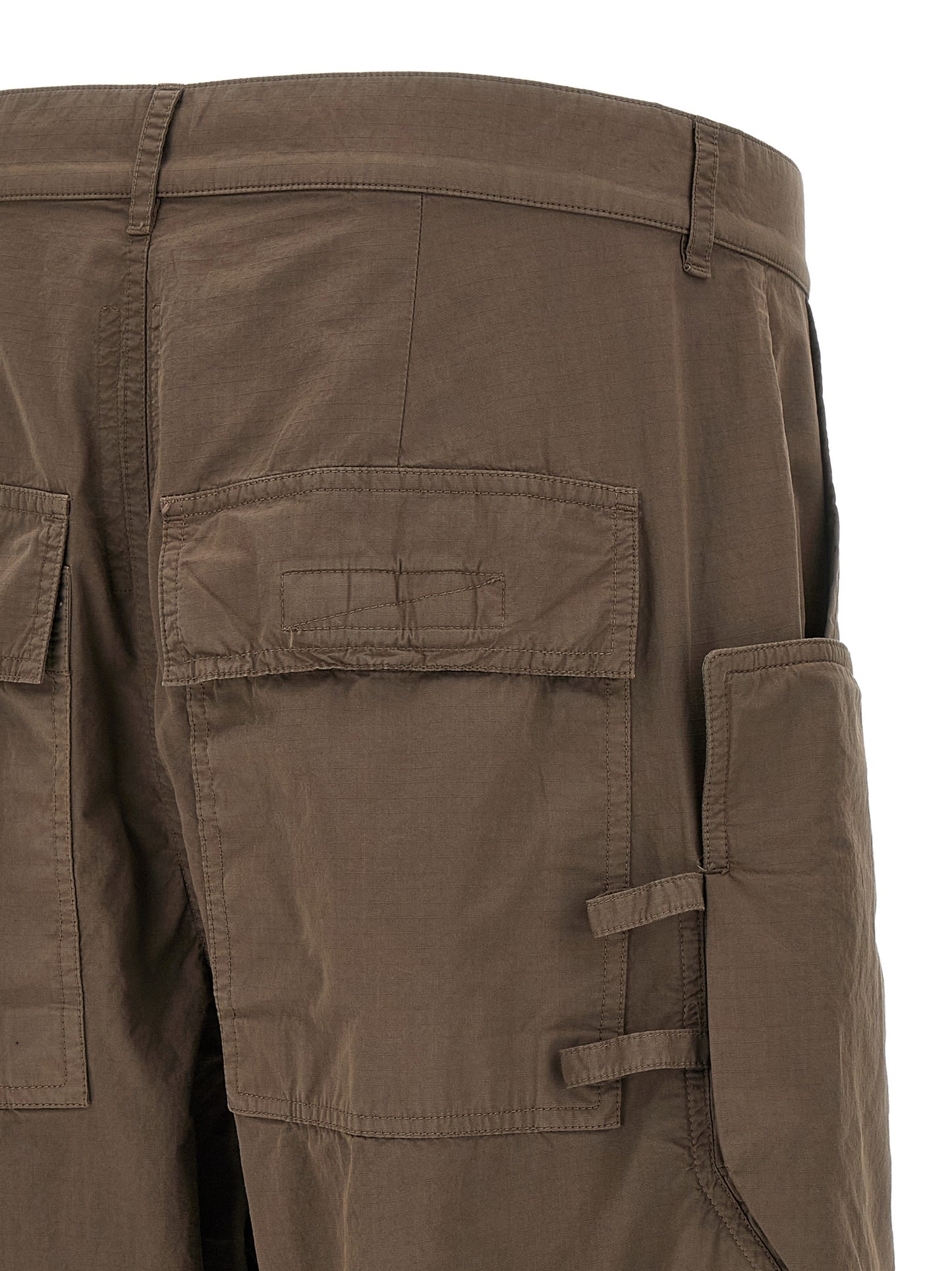 Cargo Pants by DRKSHDW for men in cotton brown & patterned features a sartorial silhouette, showcasing a sophisticated relaxed-fit & wide with a refined long and elegant .