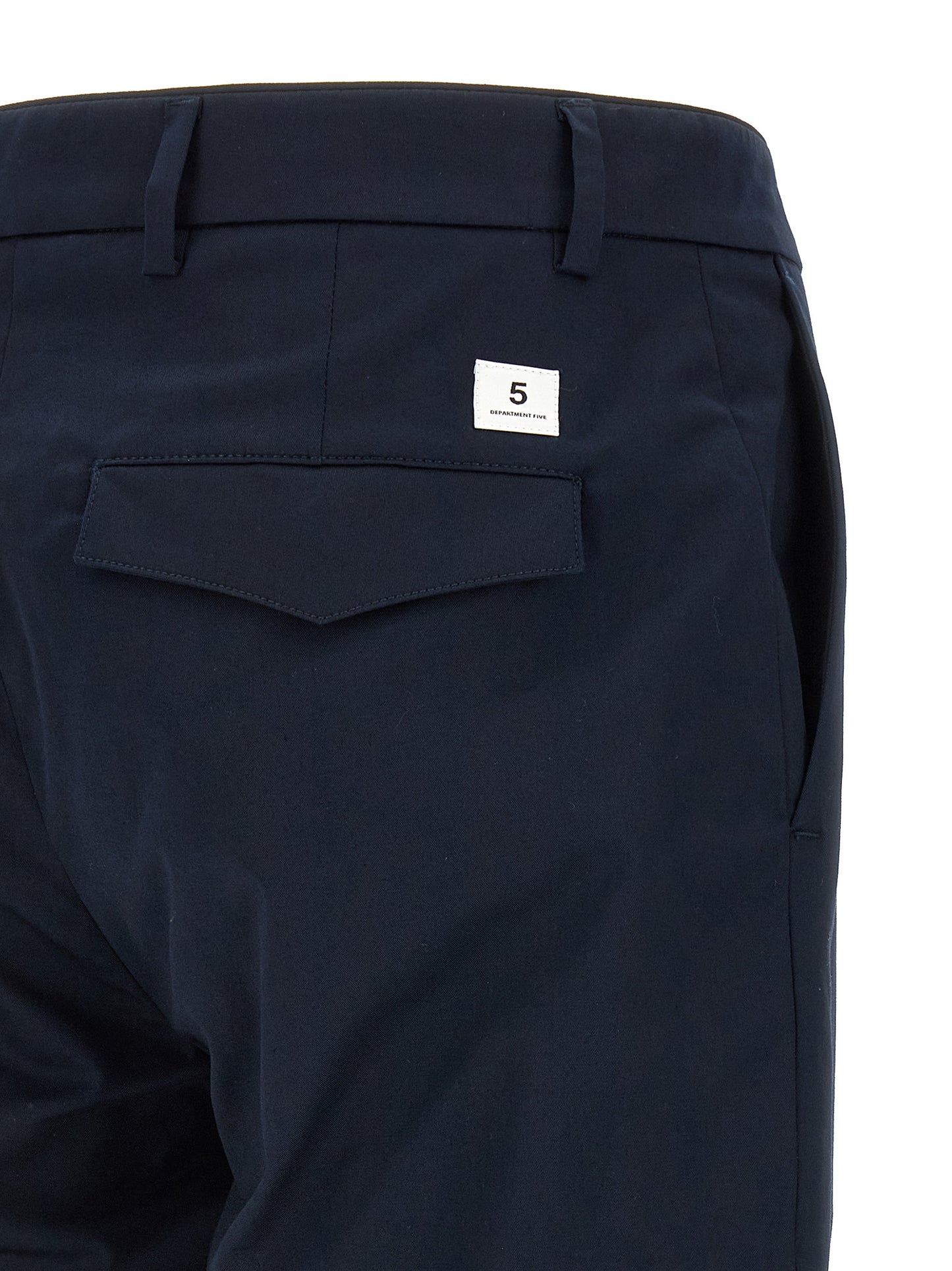Trousers by Department 5 for men in stretch cotton blue & signature features an sartorial silhouette, showcasing a precise cropped and cropped with a sartorial for a refined look.