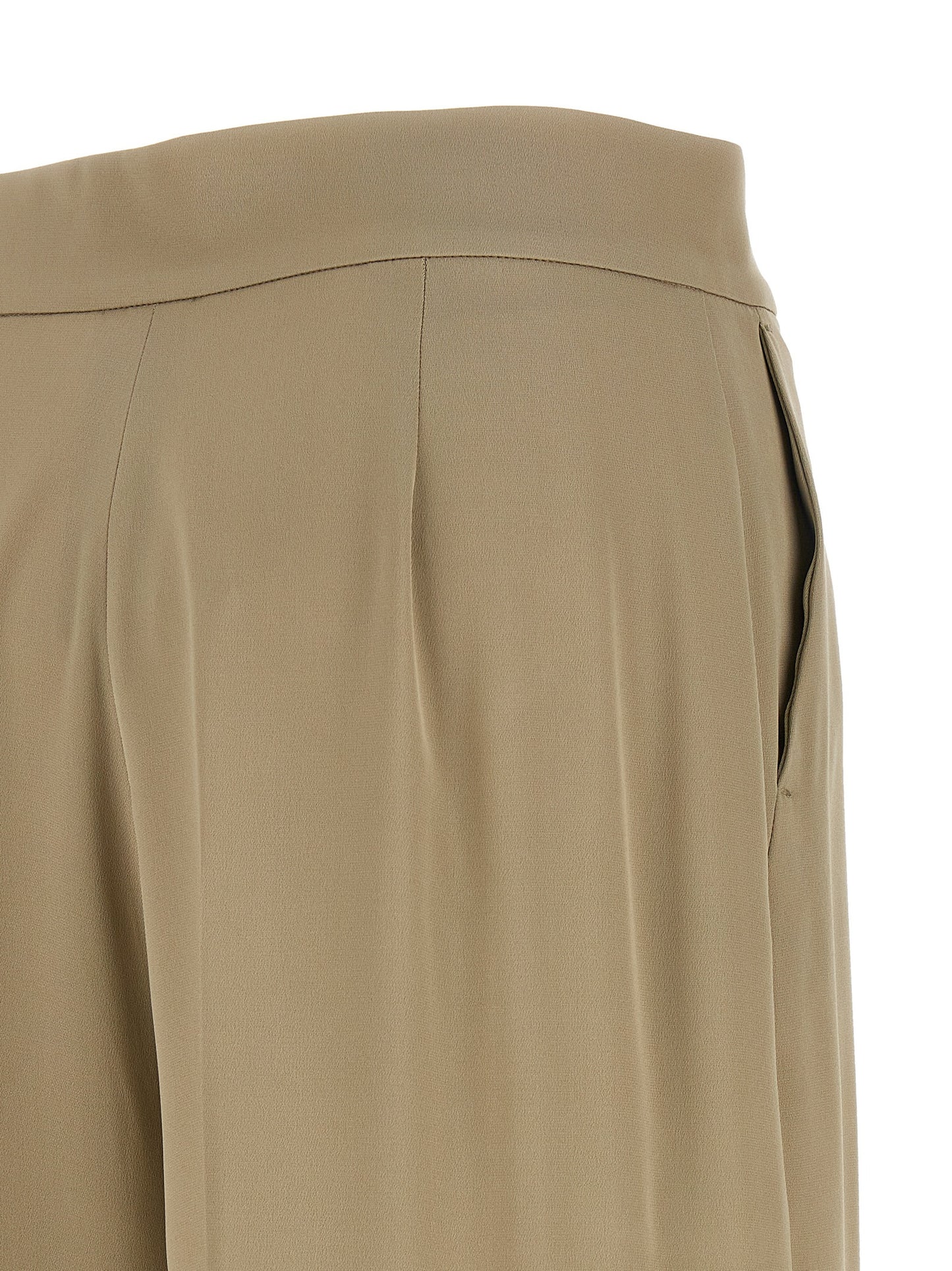 Trousers by Max Mara for women in silk beige features an on trend silhouette, showcasing a sophisticated wide with a long and for an on trend finish.