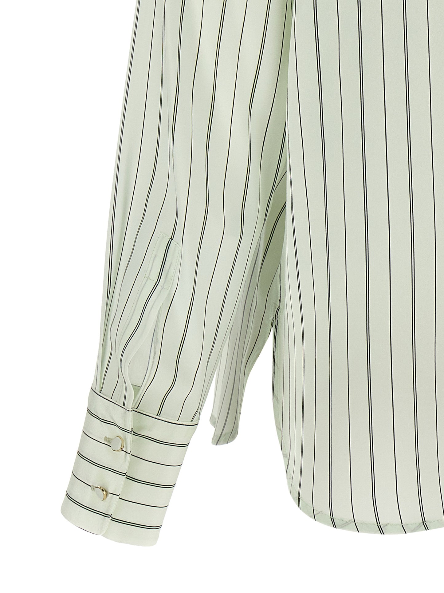 Blouse by Max Mara for women in silk crepe bicolour, green, print & striped presents a discerning silhouette, showcasing a sophisticated and for a truly discerning finish.