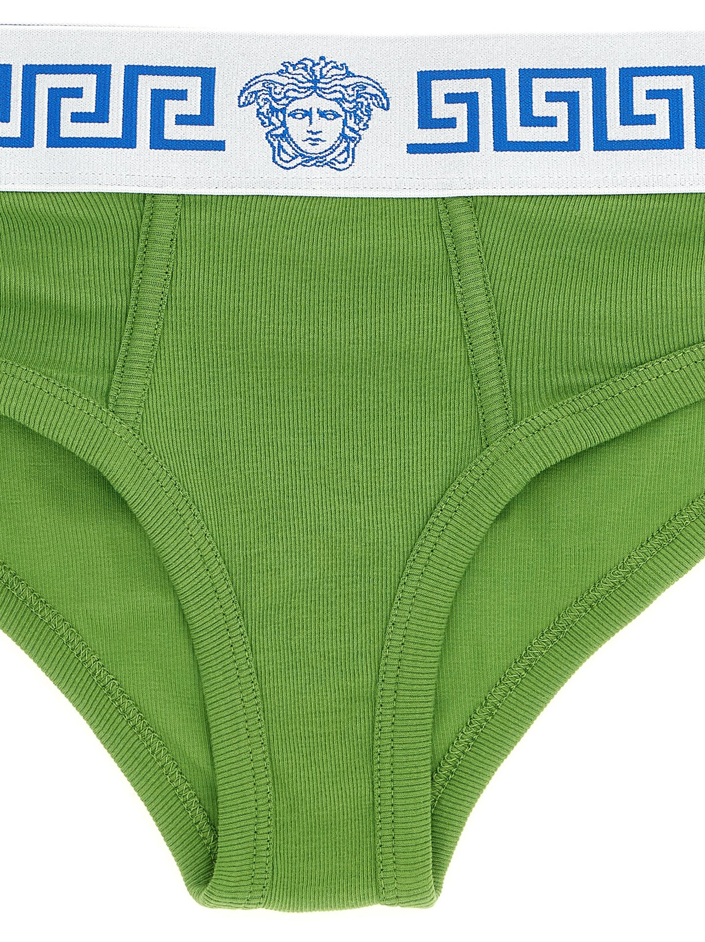 Underpants Briefs by Versace for women in stretch cotton bicolour, green, patterned & jacquard features an bespeak silhouette, showcasing the sophisticated Medusa Women's Stretch Cotton Underpants Briefs design with an bespeak finish.