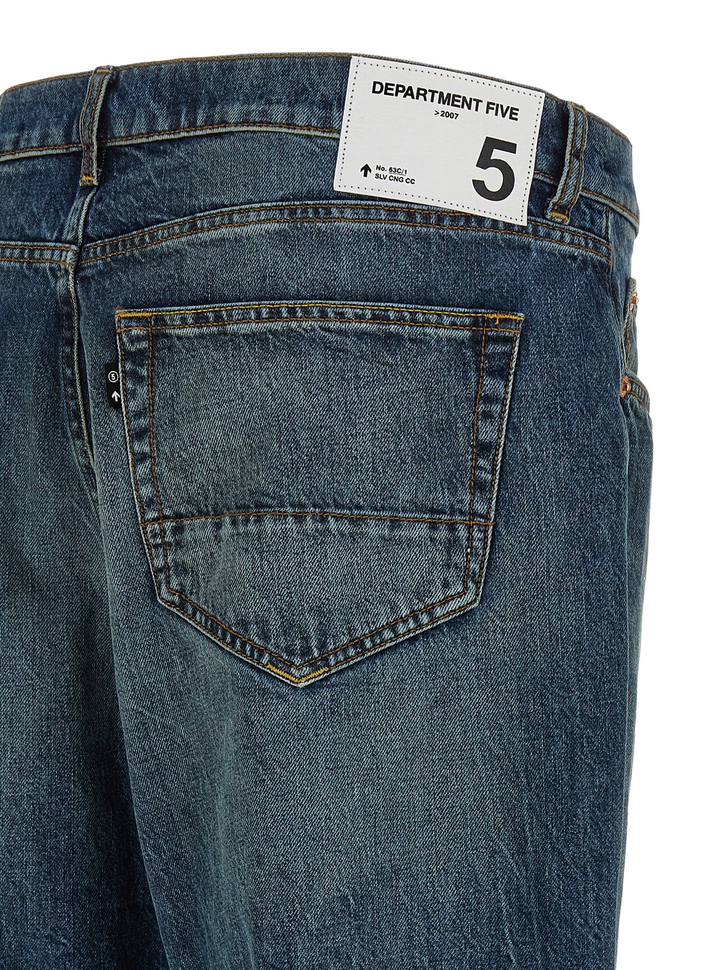 Jeans by Department 5 for men in denim cotton blue presents a tailored silhouette, showcasing a tailored straight-leg, wide & cropped and cropped cut with a refined for a truly tailored aesthetic.
