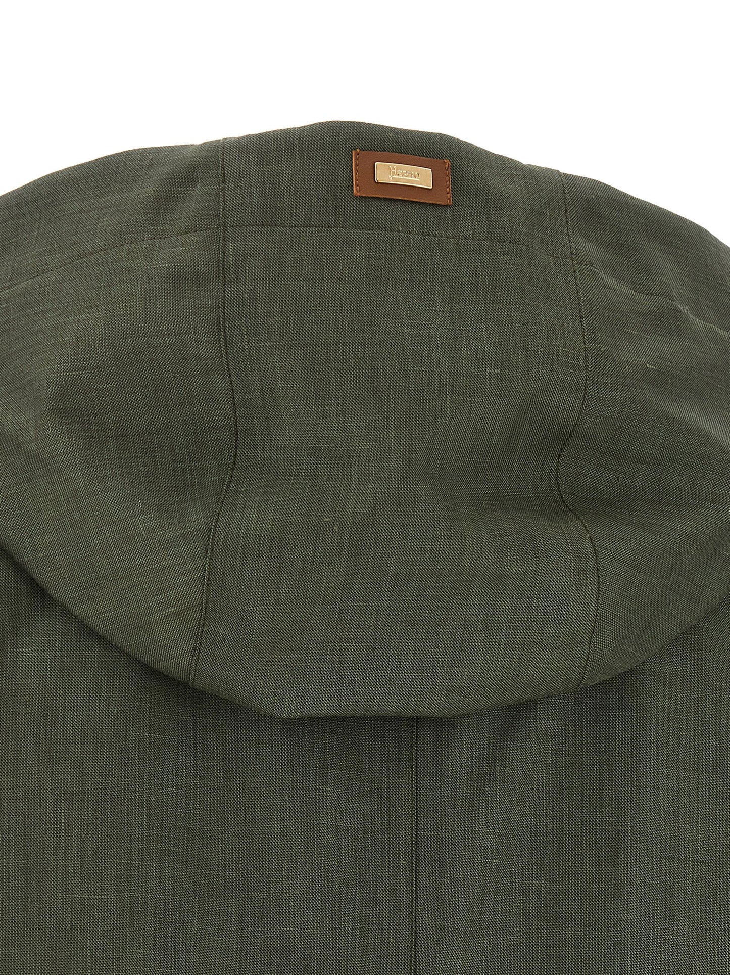 This Herno women silk linen wool Hooded Trench Coat in bicolour & green presents a high style silhouette, meticulously detailed with water-resistant & hooded and a high style hooded neckline for a sophisticated, timeless look.