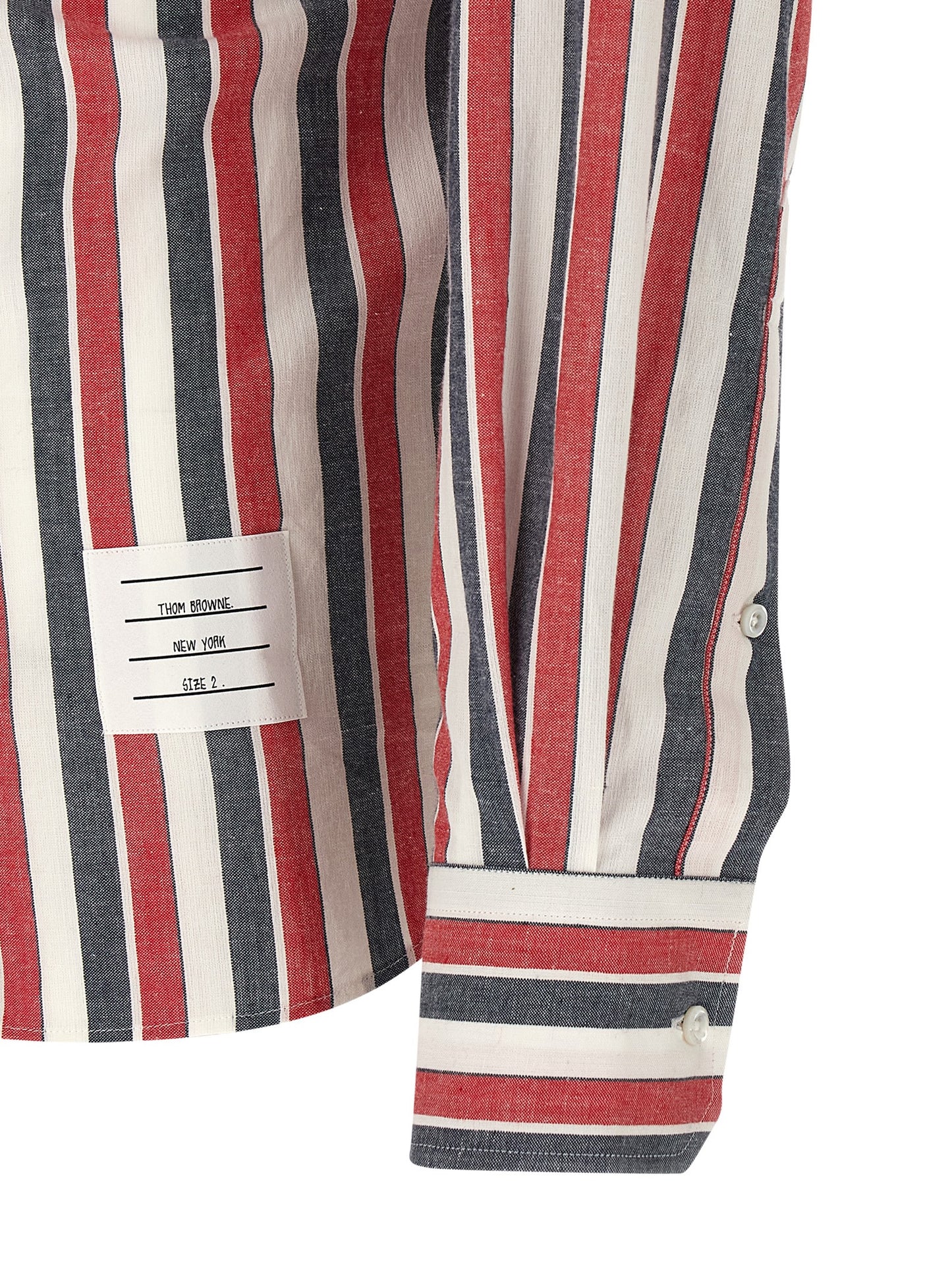 Thom Browne Men's Long-Sleeve Cotton Shirt - Multicolor Pearl Madras Striped