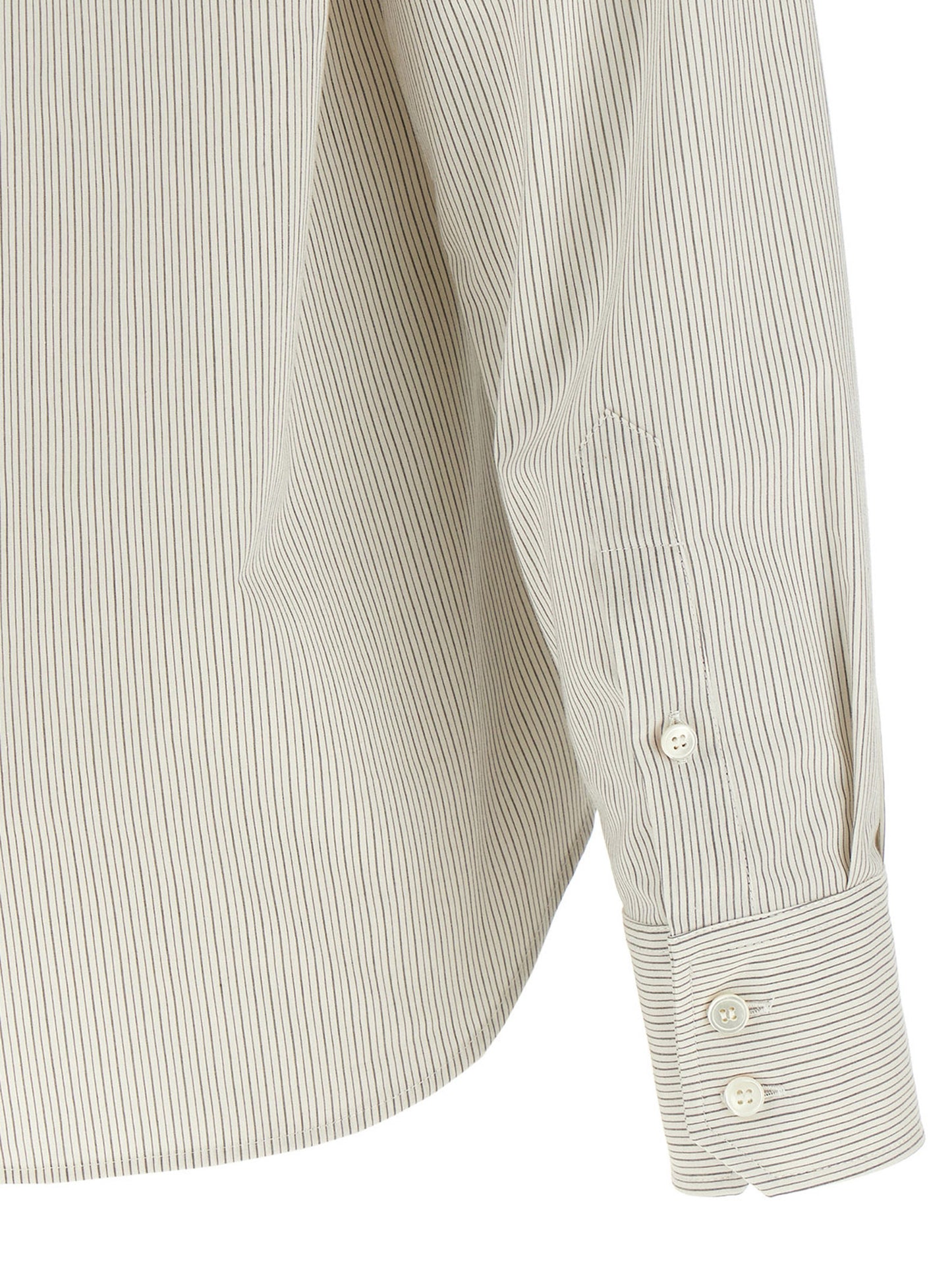 Blouse by MM6 Maison Margiela for women in cotton gray, pearl, white, signature & striped showcases a sleek silhouette, elegantly detailed with a sleek and for a sleek finish.