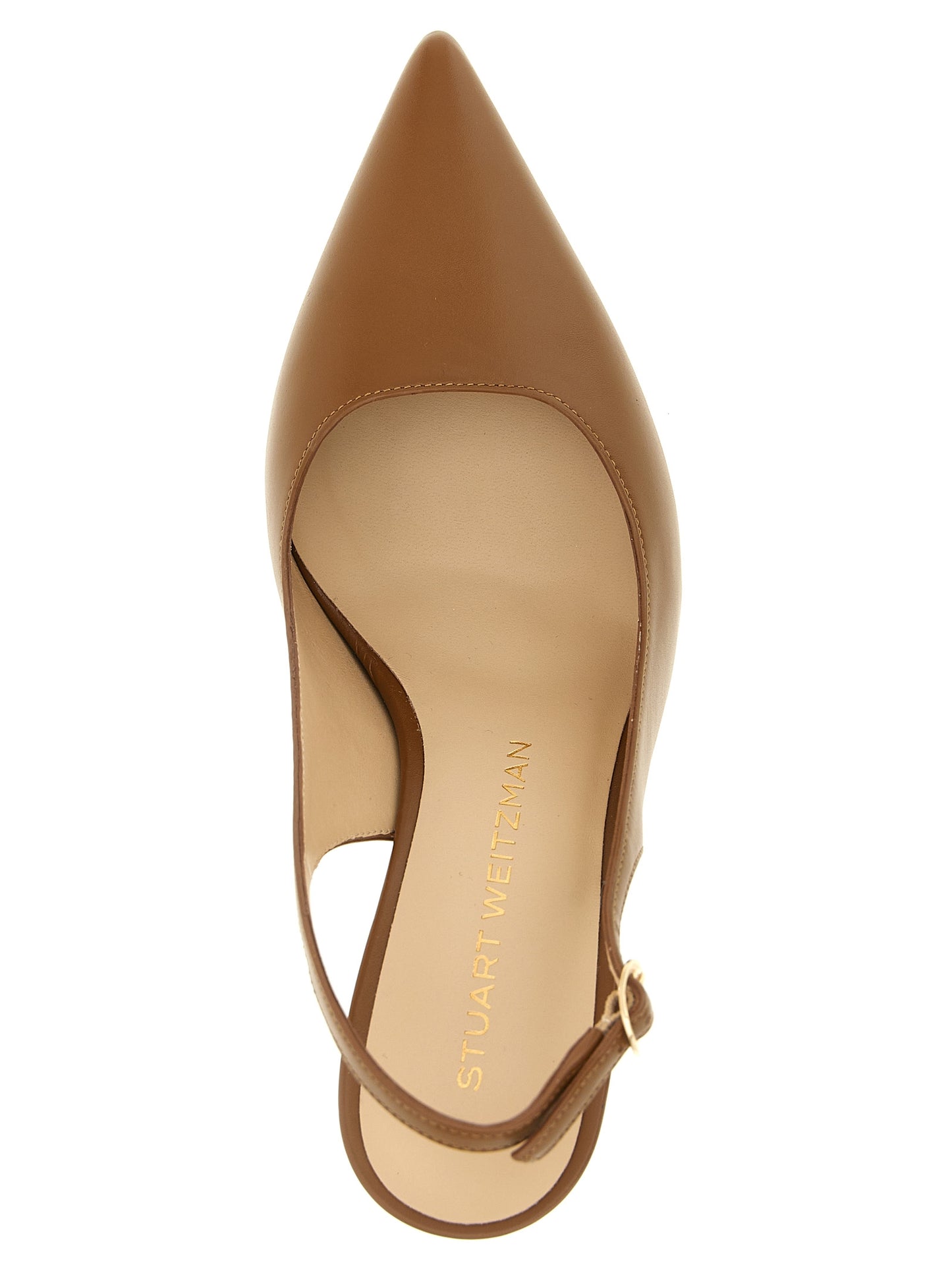 Mid-Heel Stiletto Slingback Pumps Heels by Stuart Weitzman for women in calfskin leather brown features a effortlessly chic Women's Calfskin Leather Mid-Heel Stiletto Slingback Pumps Heels design with a sophisticated stiletto mid-heel and elegant .