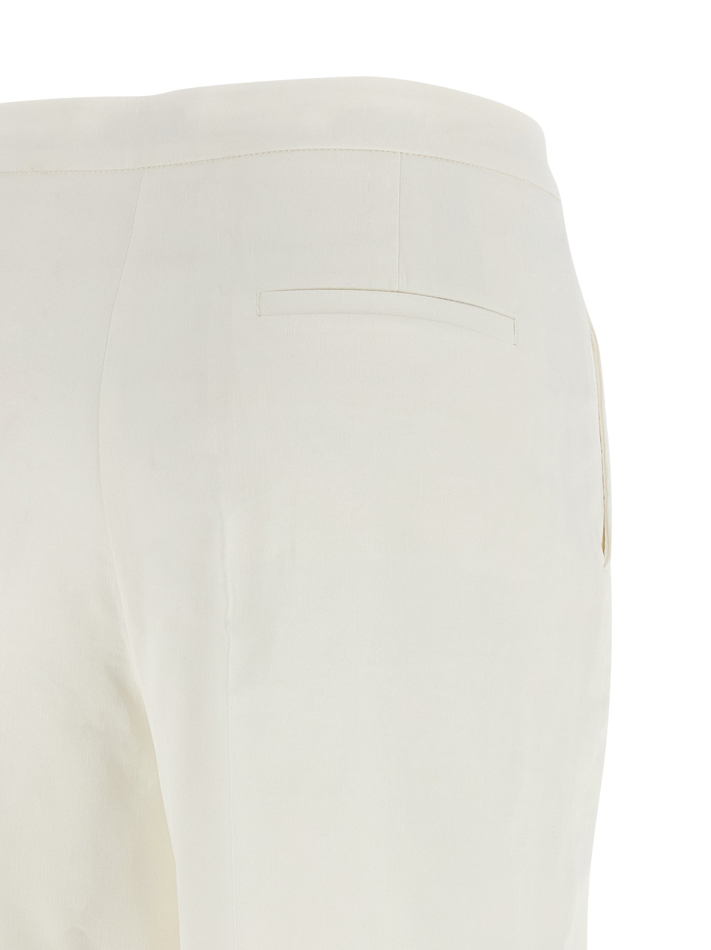 Trousers by PINKO for women in linen & viscose white features an sartorial silhouette, showcasing a precise straight & wide and long with a sartorial for a refined look.