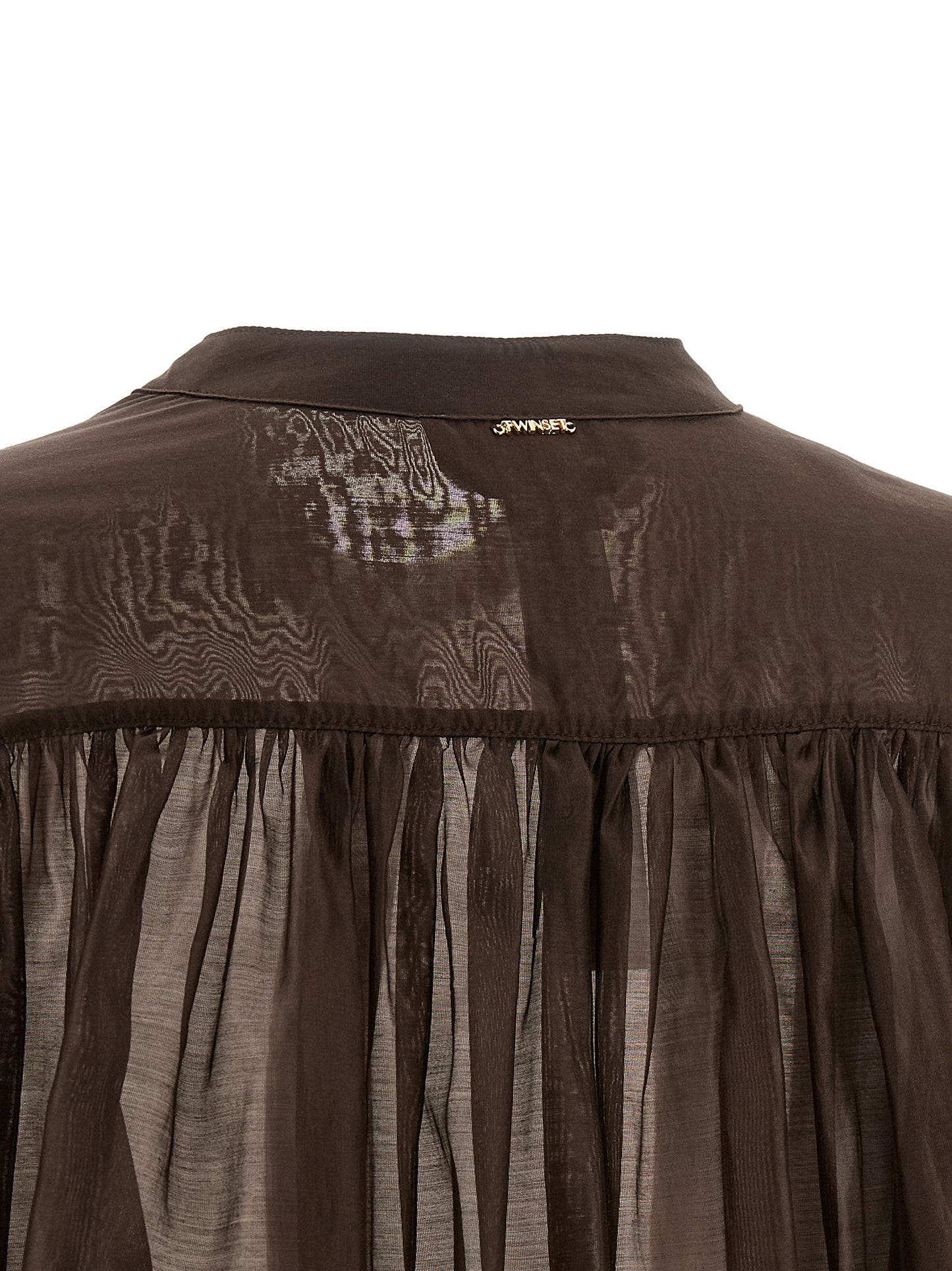 Blouse by Twinset for women in polyester brown & transparent showcases a sharp silhouette, elegantly detailed with a sharp and sharp .