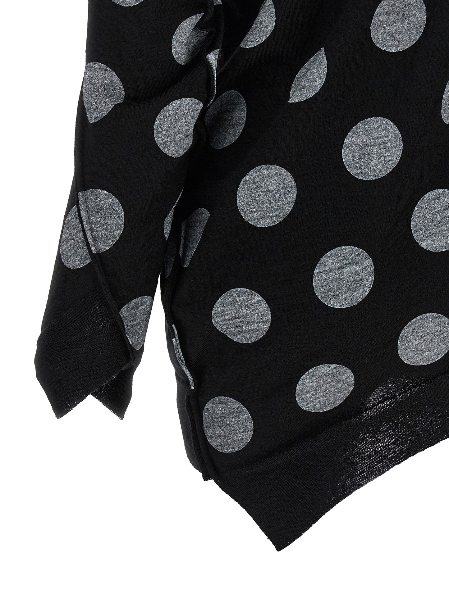 Cardigan by Junya Watanabe for women in wool bicolour, black, white & dots presents a textural silhouette, artfully finished with a textural and for a sophisticated, textural look.