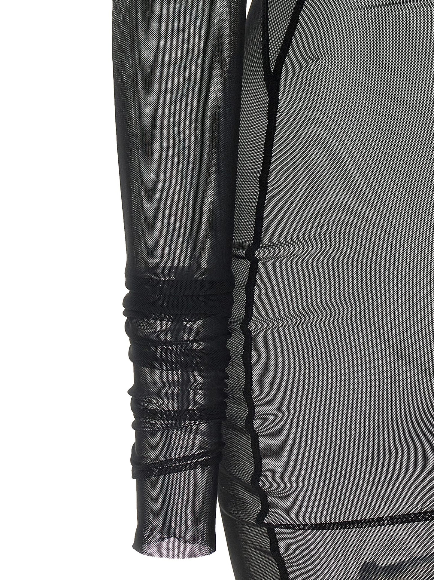 Dress by Rick Owens for women in stretch nylon black & transparent features a dramatic silhouette, showcasing an elegant and that flows into a dramatic maxi long.
