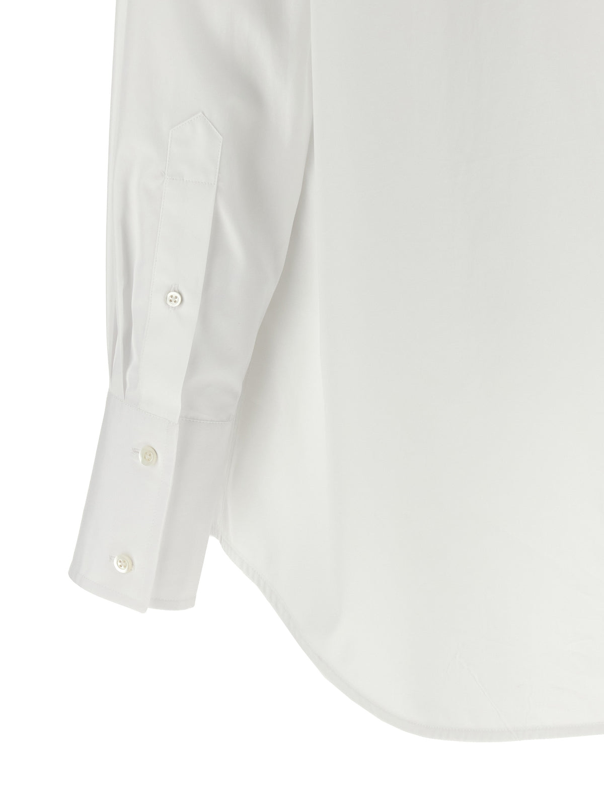 Maison Margiela Women's V Neck Cotton Blouse - White Signature
