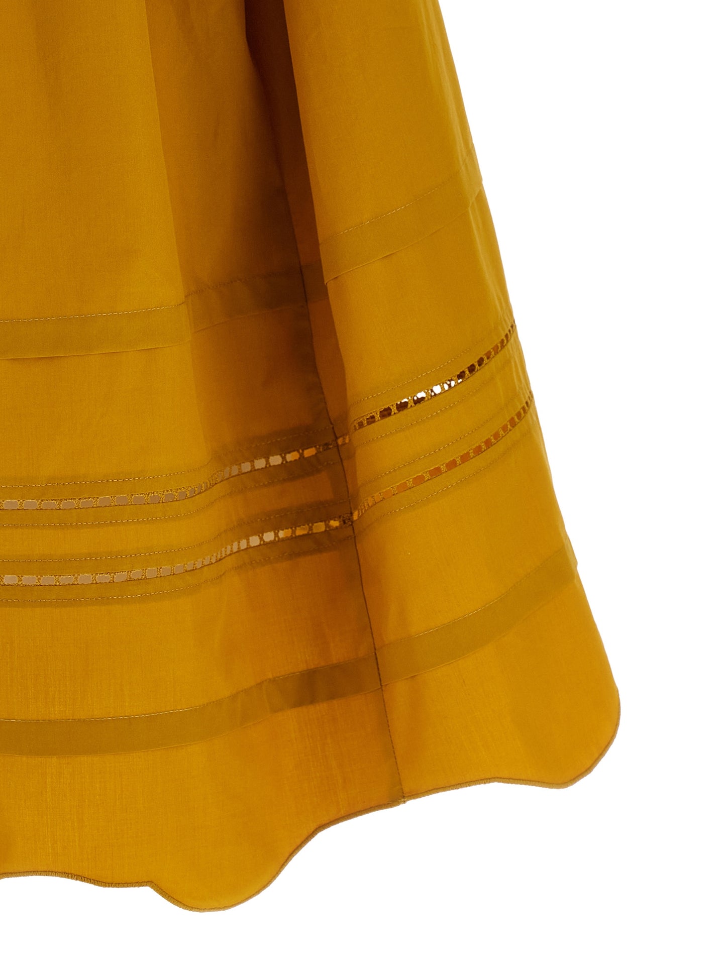 Dress by Fabiana Filippi for women in cotton bicolour & yellow features an eye catching silhouette with a sophisticated , elegant , and a refined short for a eye catching aesthetic.