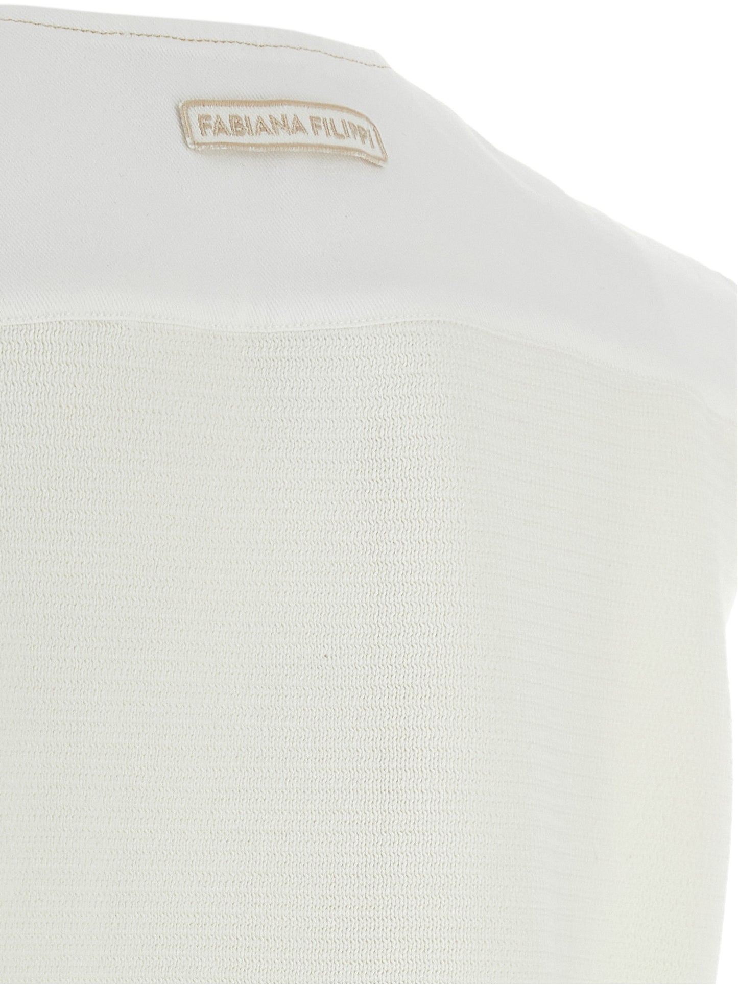 Vest by Fabiana Filippi for women in stretch denim cotton gold & white features an contemporary silhouette, showcasing refined pockets and a contemporary for a sophisticated layered look.