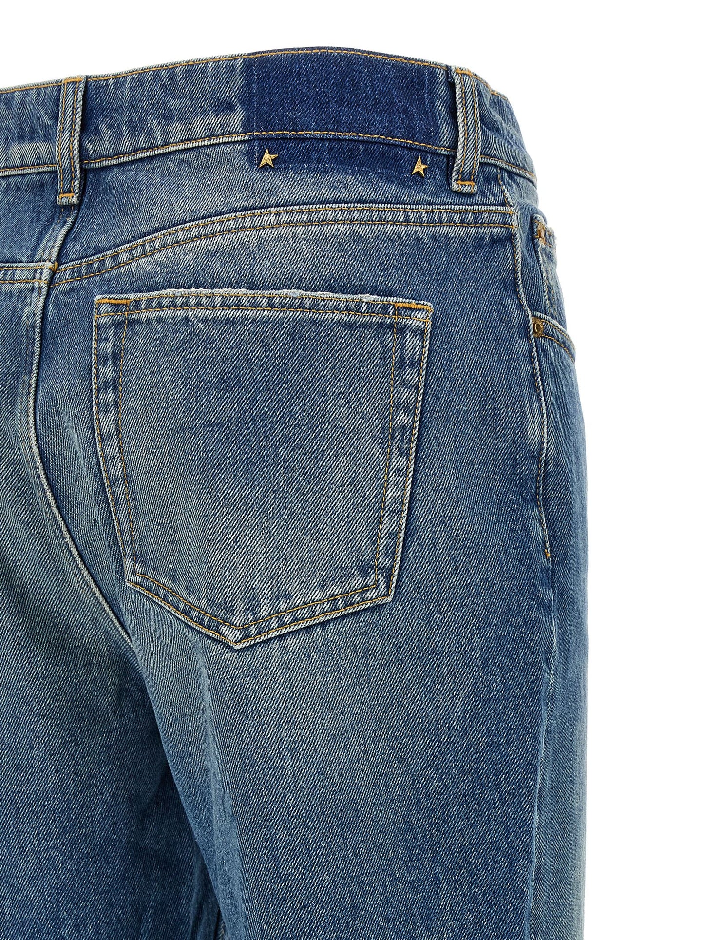 Golden Goose Women's Flared High Rise Denim Cotton Jeans - Blue