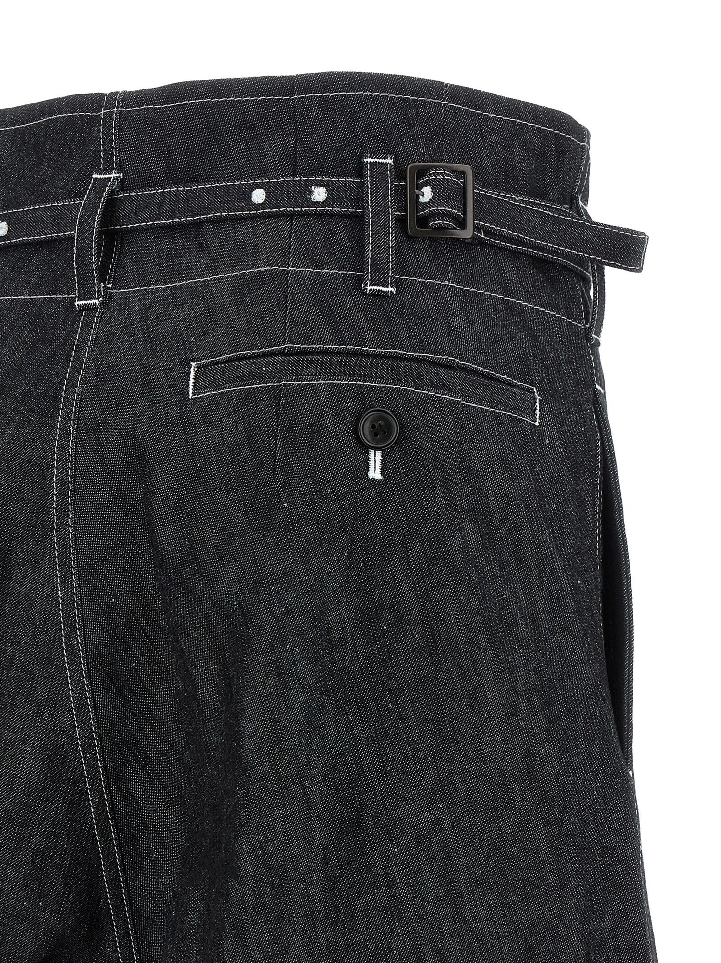 Denim Shorts by Junya Watanabe for women in denim cotton black features an unrivaled comfort flared & wide and short with an unrivaled comfort high rise.